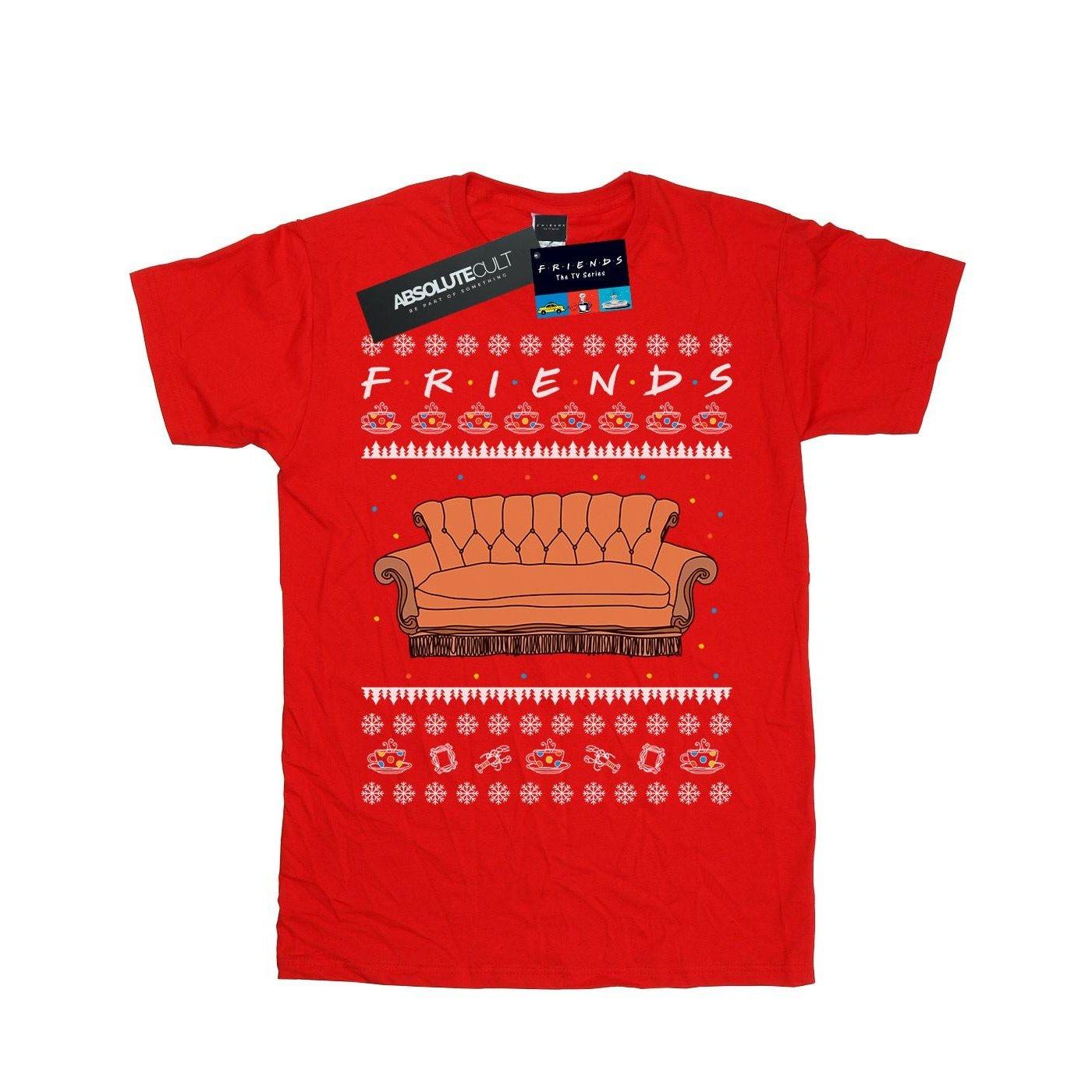 Fair Isle Couch Tshirt Jungen Rot Bunt 152-158 von Friends