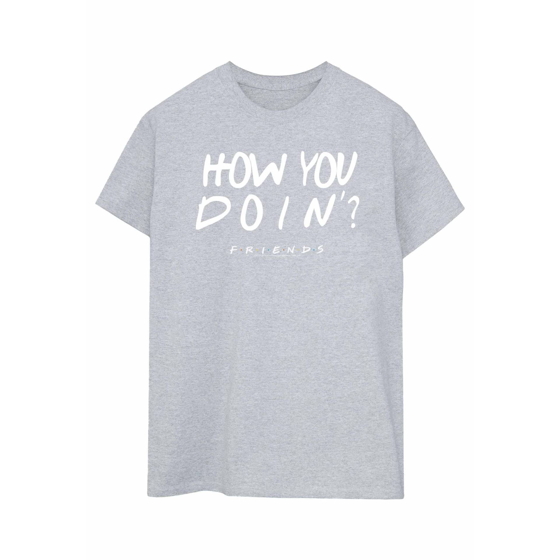 How You Doin? Boyfriend Fit Tshirt Damen Grau M von Friends