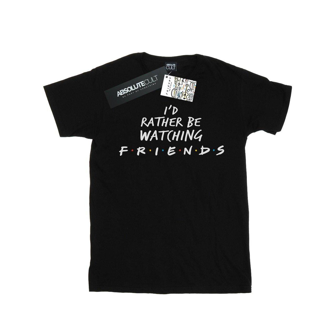 Rather Be Watching Boyfriend Fit Tshirt Damen Schwarz M von Friends