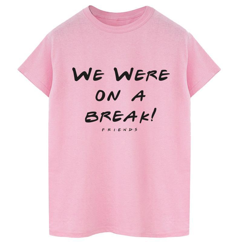 We Were On A Break Text Tshirt Damen Pink L von Friends