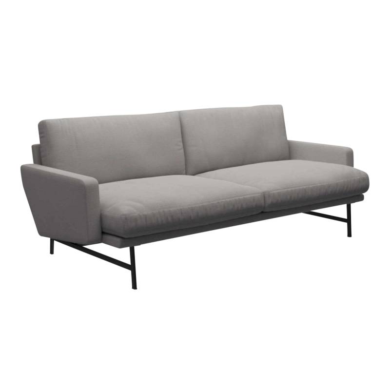 LISSONI SOFA 2er Stoff Sofa, Grösse breite 168 cm, Stoffbezug CHRISTIANSHAVN light-beige 1120, Gestell schwarz (190) von Fritz Hansen