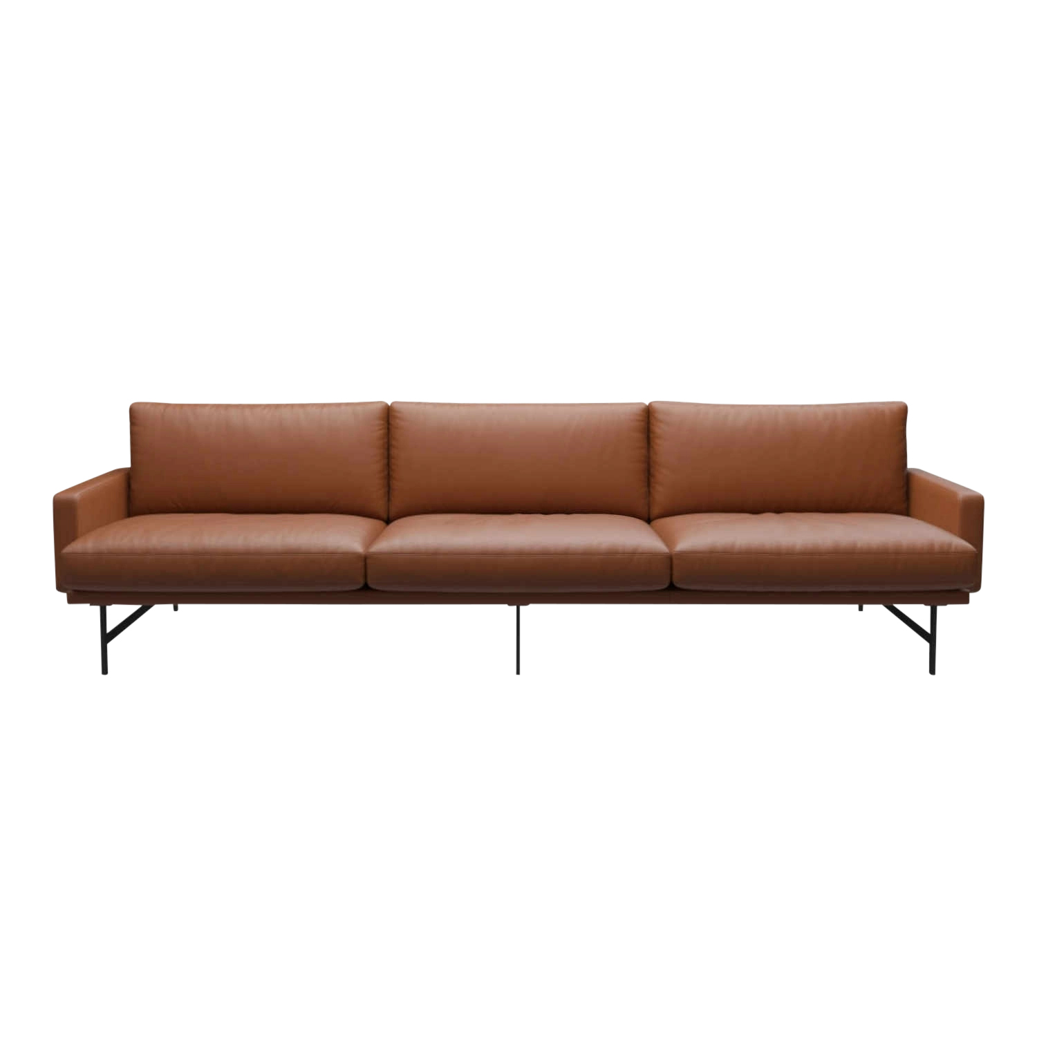 LISSONI SOFA 3er Leder Sofa, Grösse breite 243 cm, Bezug leder essential schwarz, Gestell braun bronze (390) pulverbeschichtet von Fritz Hansen