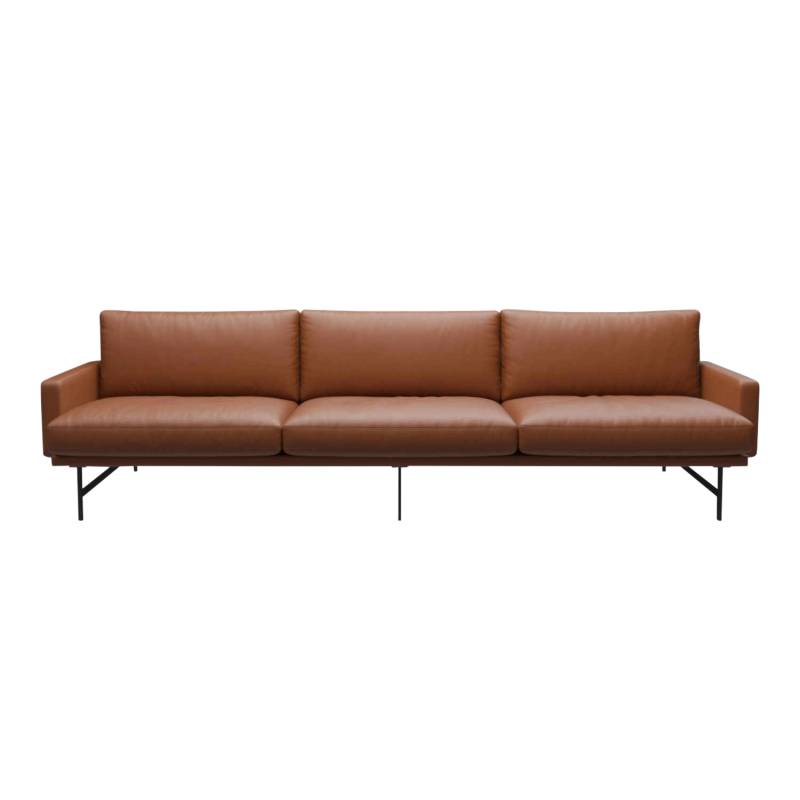 LISSONI SOFA 3er Leder Sofa, Grösse breite 288 cm, Bezug leder essential schwarz, Gestell warm graphite (180) pulverbeschichtet von Fritz Hansen
