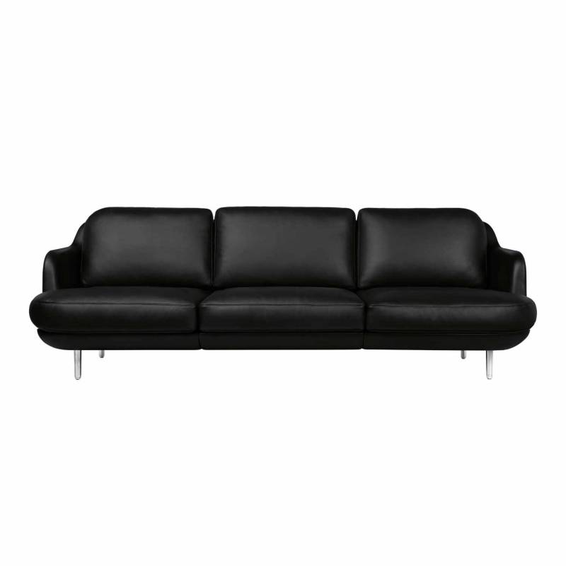 LUNE 3er Leder Sofa, Bezug aura leder, cognac, Gestell satingebürstetes aluminium von Fritz Hansen