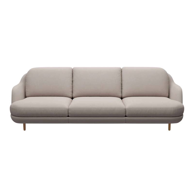 LUNE 3er Stoff Sofa, Stoffbezug CHRISTIANSHAVN grey 1173, Gestell satingebürstetes aluminium von Fritz Hansen