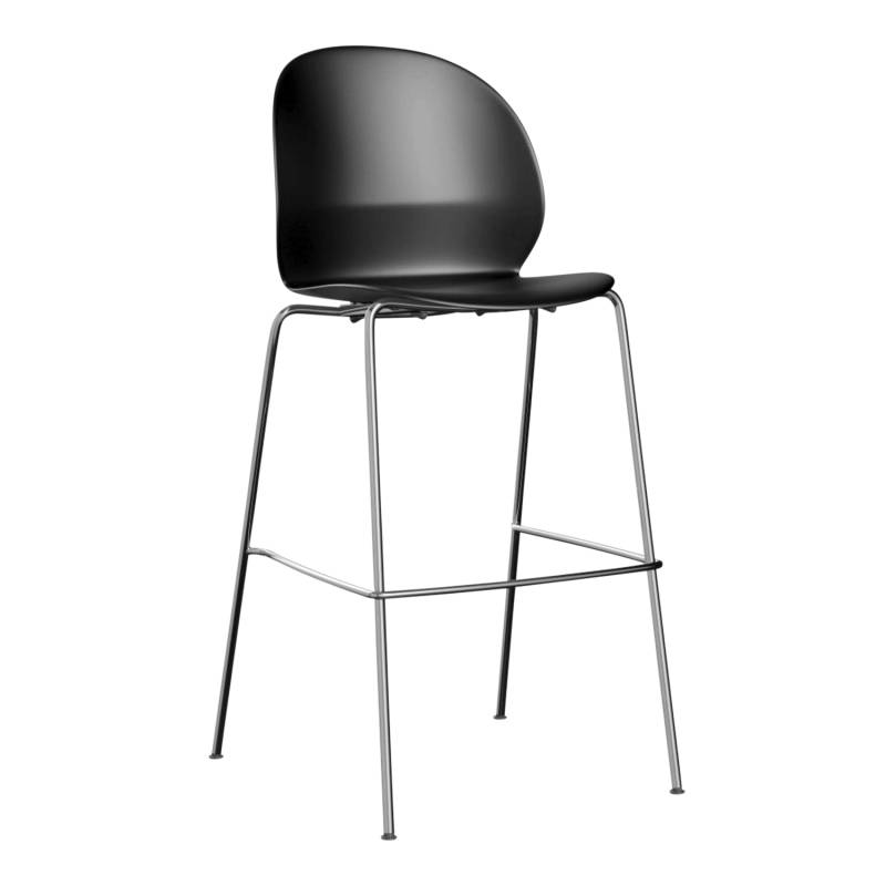 N02-50 RECYCLE hoher Barhocker, Farbe schwarz, Gestell verchromt von Fritz Hansen