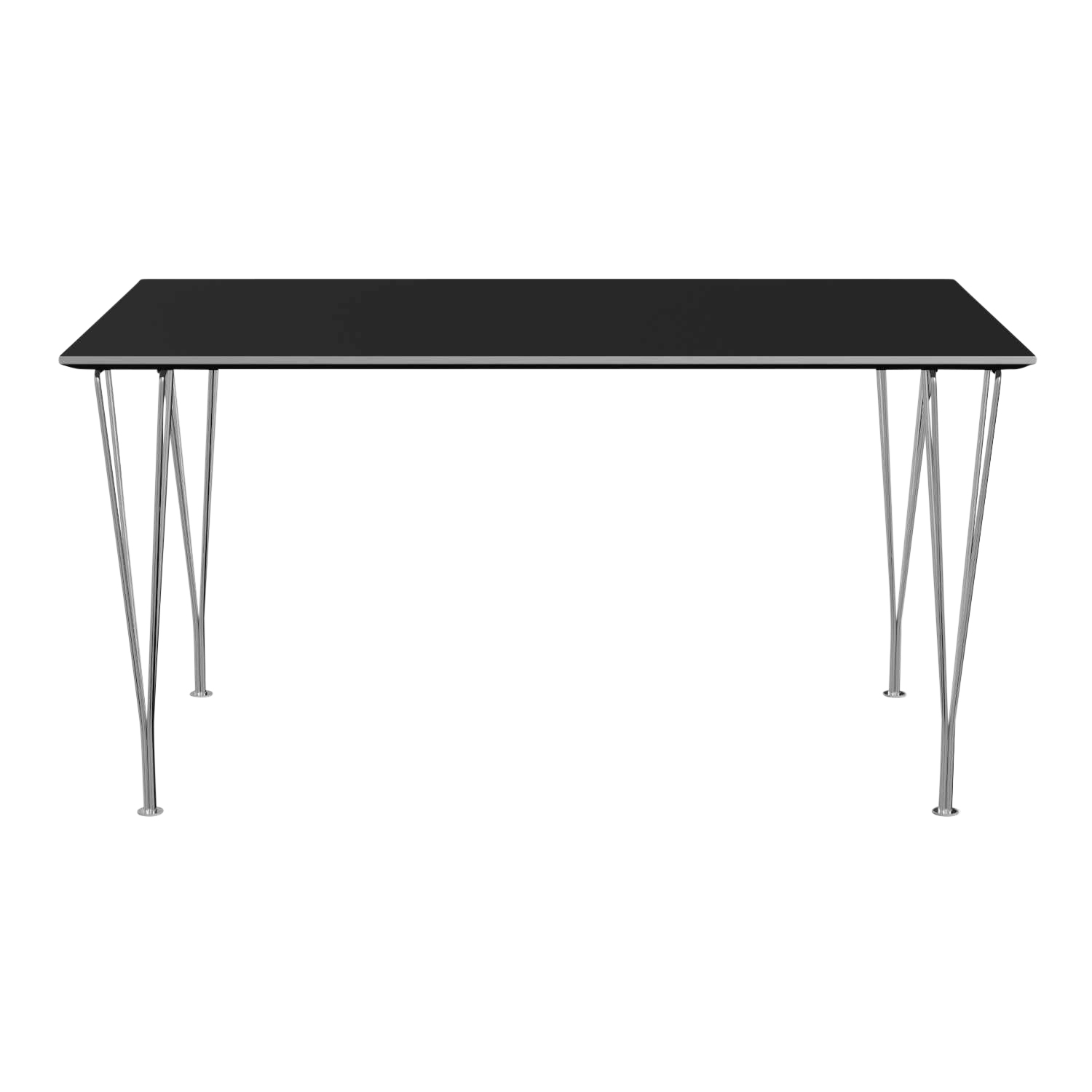 RECTANGULAR Esstisch, Tischplatte laminat, grau efeso m. kante aluminium, Grösse l. 160 x b. 80 cm, Gestell verchromt von Fritz Hansen
