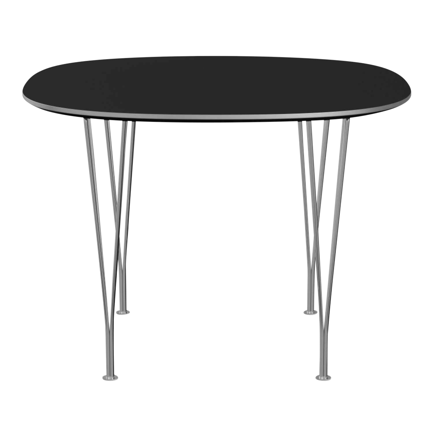 SUPERCIRCULAR Esstisch, Tischplatte laminat, braun ottowa m. kante aluminium, Gestell schwarz pulverbeschichtet von Fritz Hansen