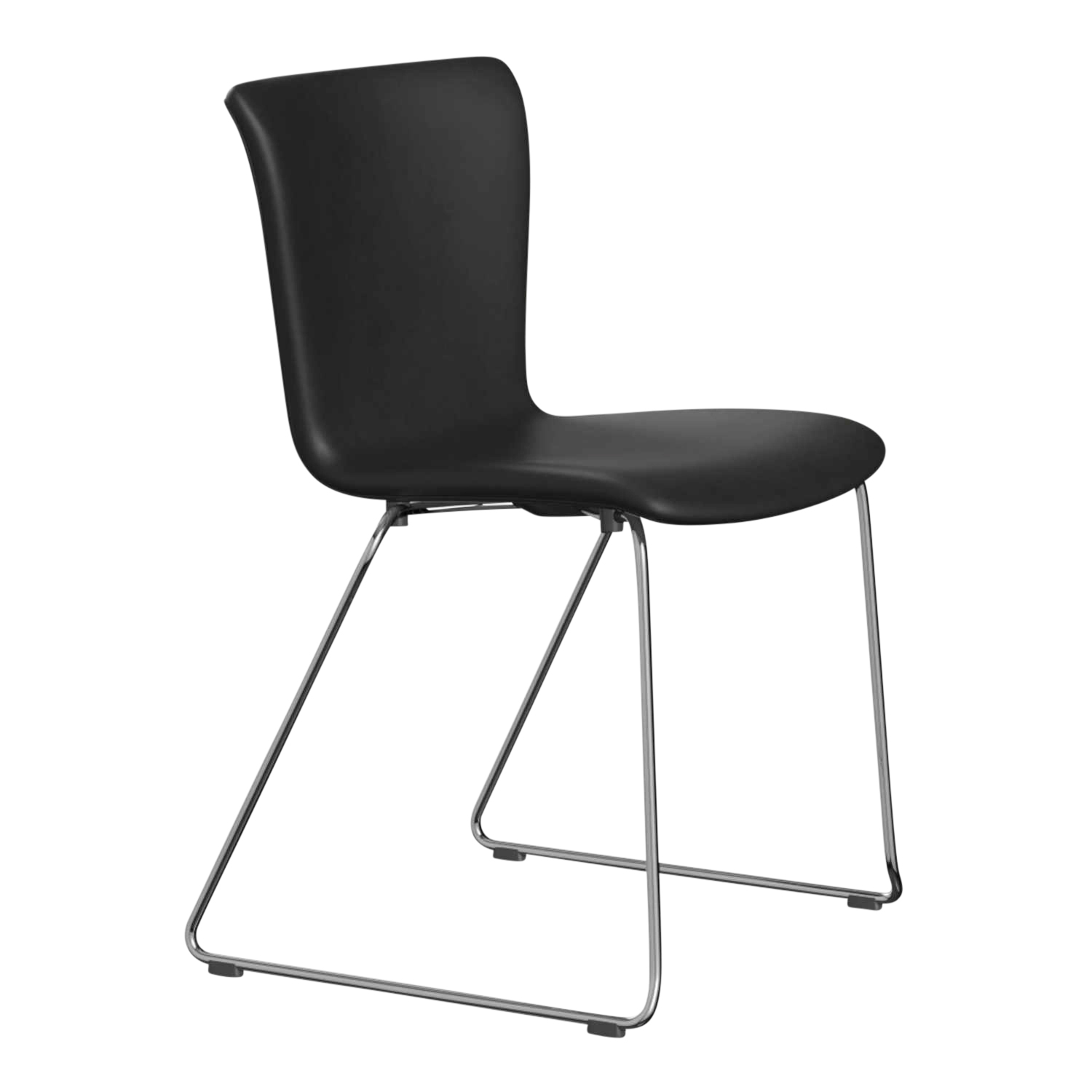 VICO DUO Vollpolster Leder-Kufenstuhl, Bezug leder essential schwarz, Gestell verchromt von Fritz Hansen