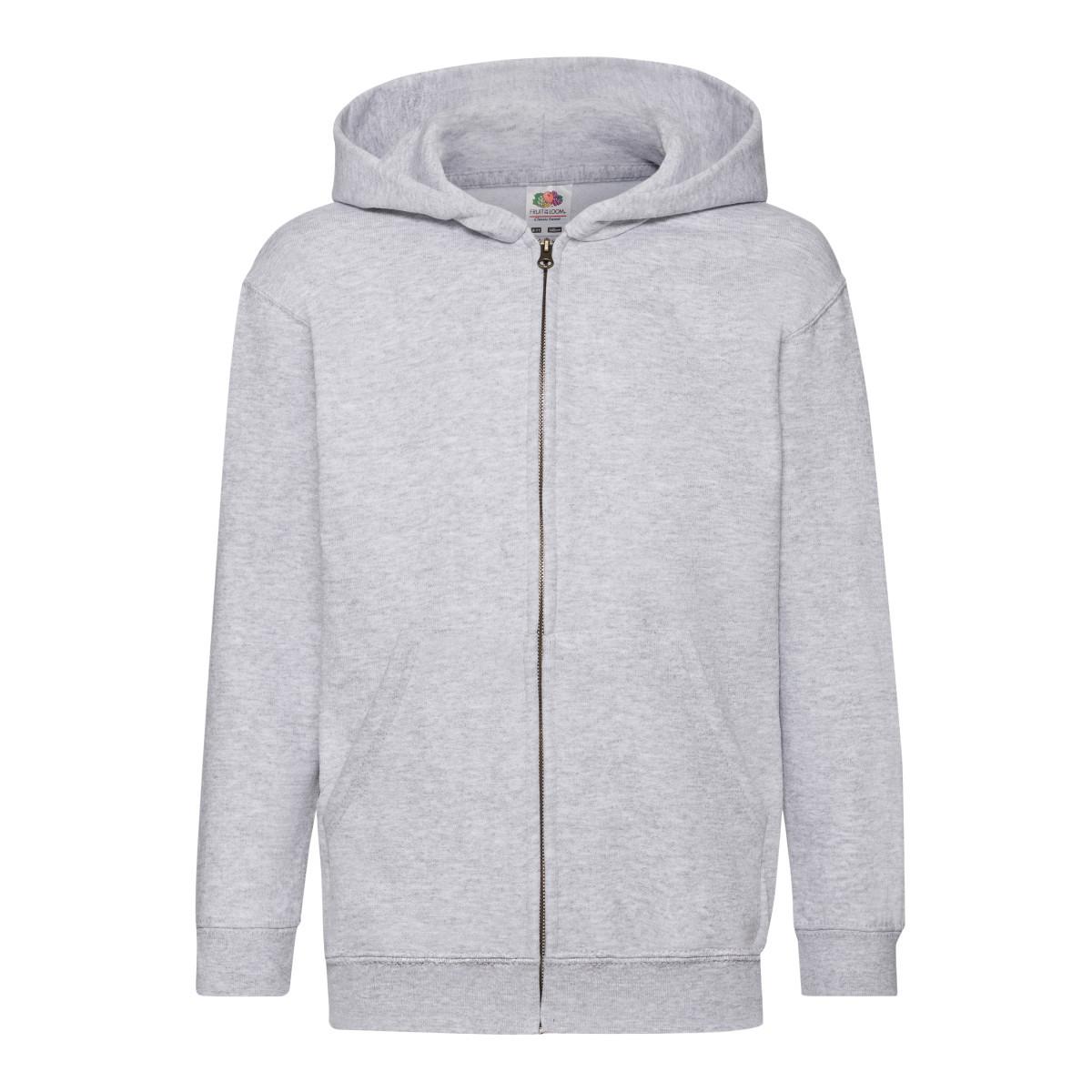 Classic Hoodie Mit Durchgehendem Reißverschluss Mädchen Grau 116 von Fruit of the Loom