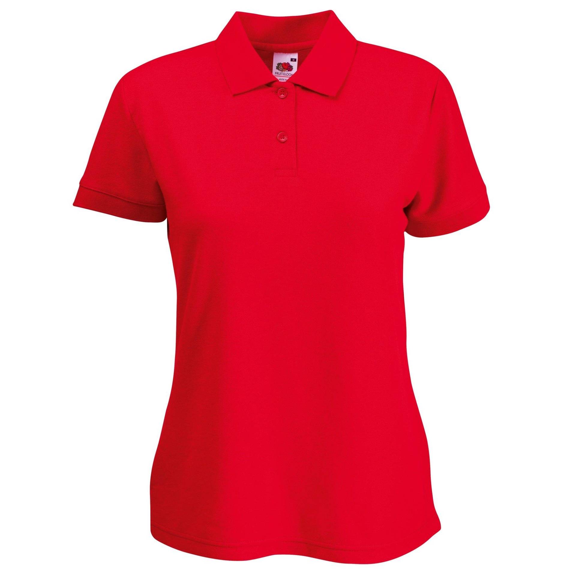 6535 Poloshirt, Kurzarm Damen Rot Bunt L von Fruit of the Loom