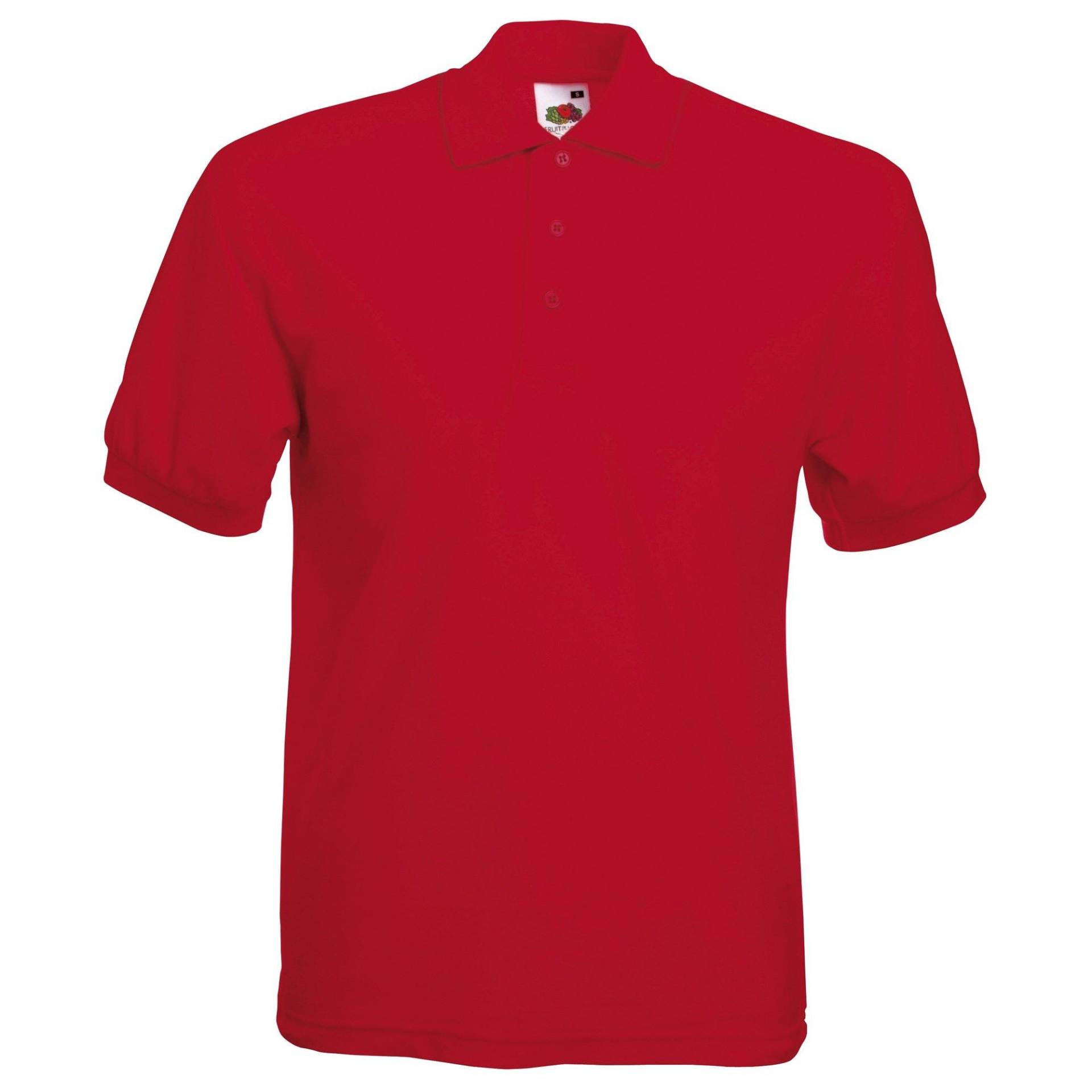 Herren Piqué Poloshirt, Kurzarm Herren Rot Bunt S von Fruit of the Loom