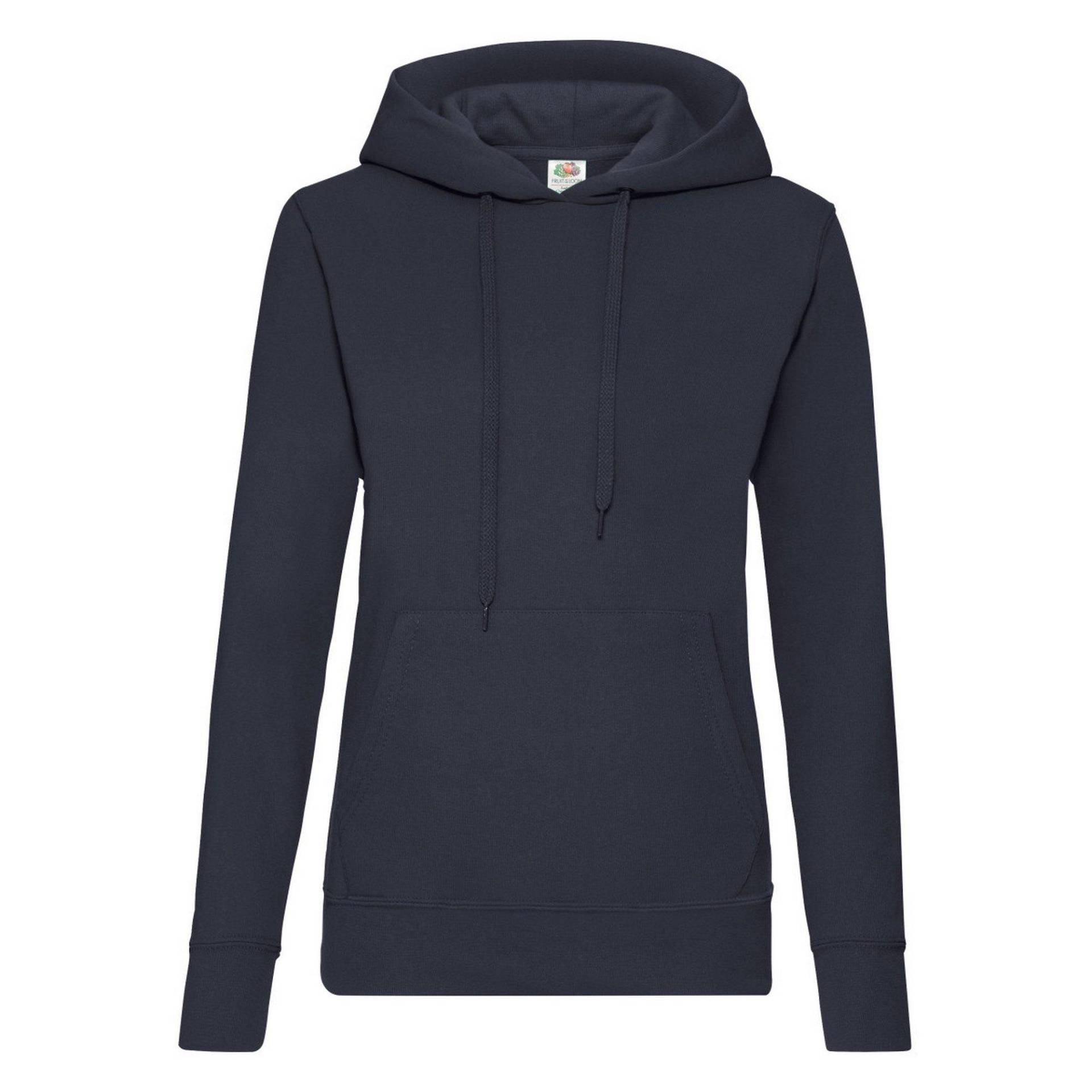 Lady Fit Kapuzenpullover Damen Marine S von Fruit of the Loom