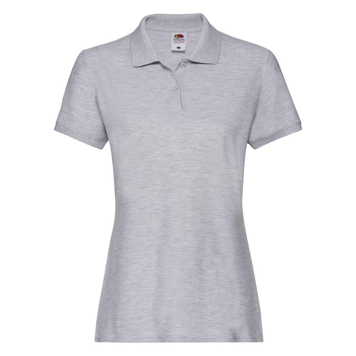 Ladyfit Premium Poloshirt Damen Grau XS von Fruit of the Loom