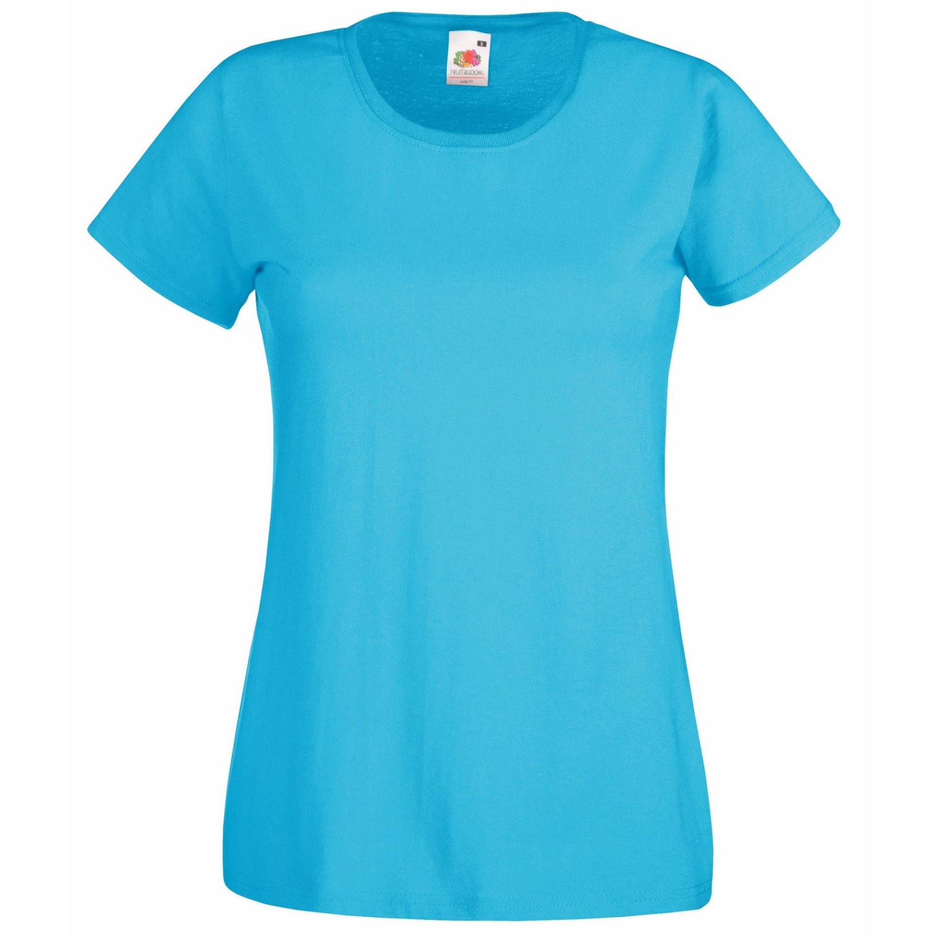 Ladyfit Tshirt (5 Stückpackung) Damen Blau XS von Fruit of the Loom