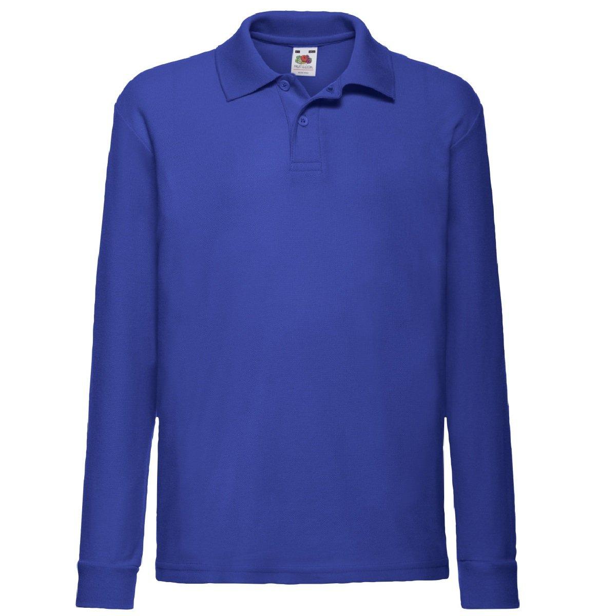 Polo Shirt, Langarm (2 Stückpackung) Mädchen Königsblau 7-8A von Fruit of the Loom