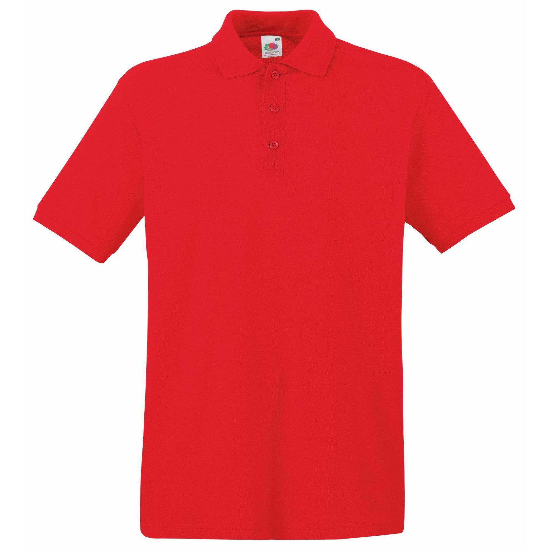 Premium Poloshirt, Kurzarm Herren Rot Bunt 3XL von Fruit of the Loom