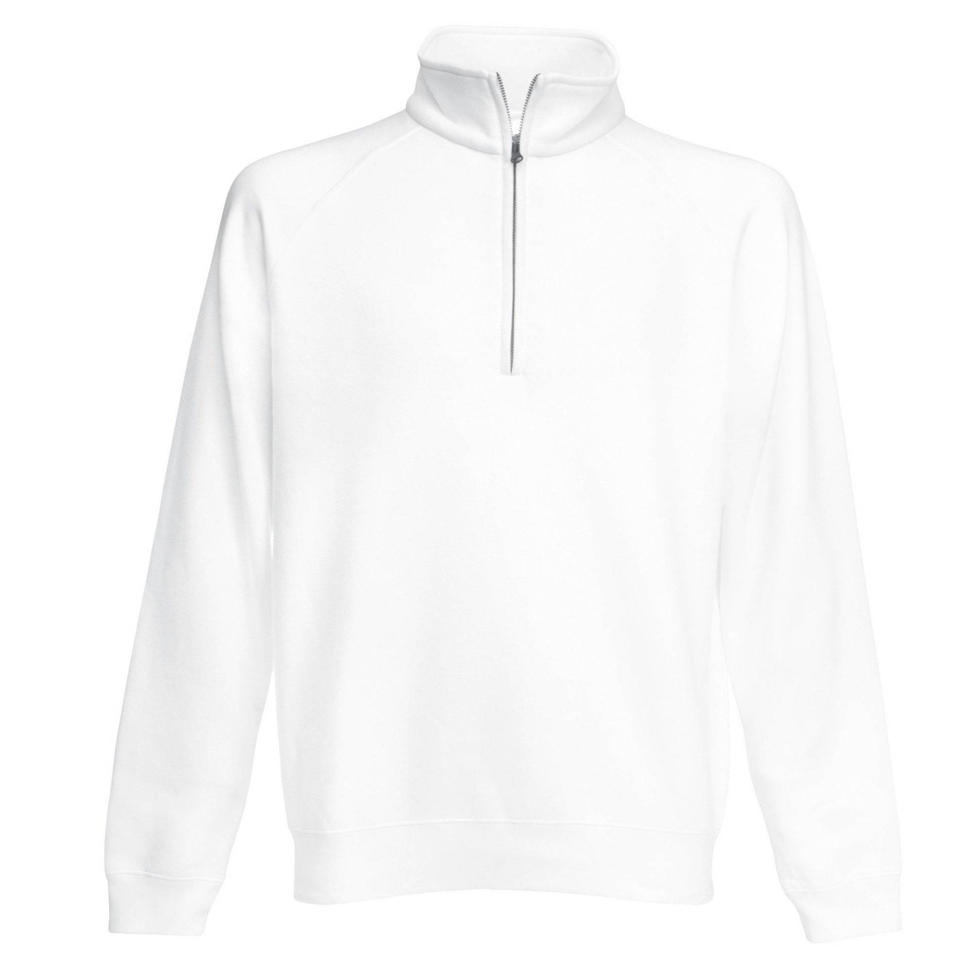 Zip Neck Sweatshirt Herren Weiss XL von Fruit of the Loom