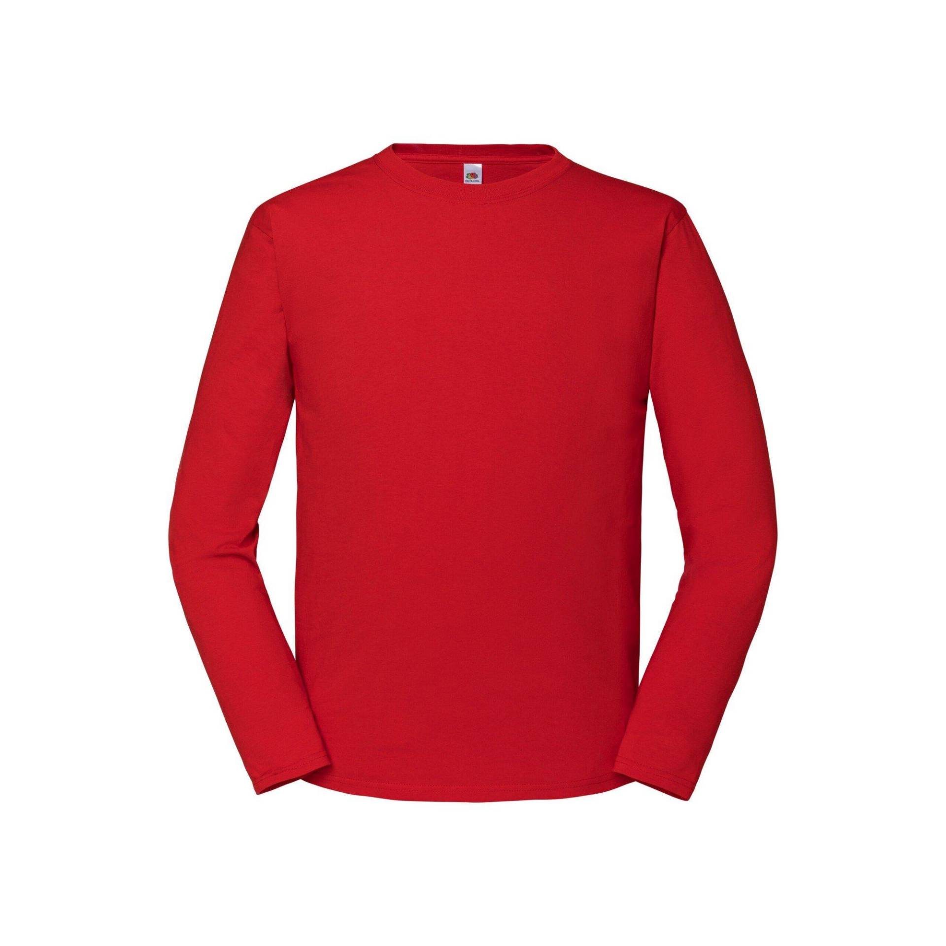 Iconic Premium Tshirt Langärmlig Herren Rot Bunt S von Fruit of the Loom