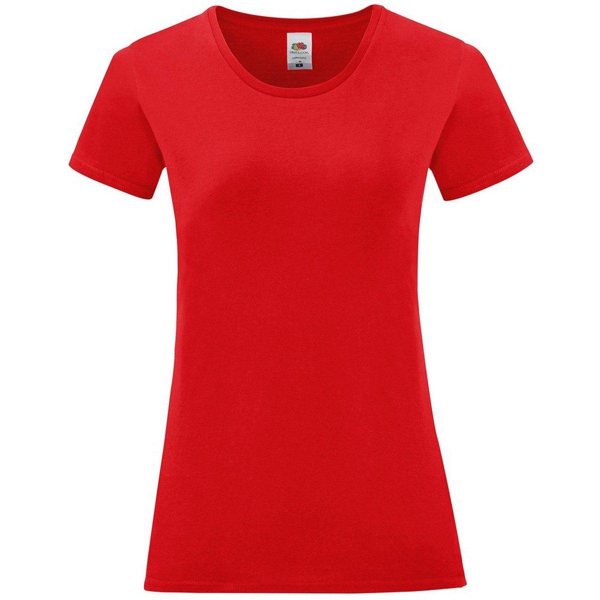 Iconic Tshirt Damen Rot Bunt S von Fruit of the Loom