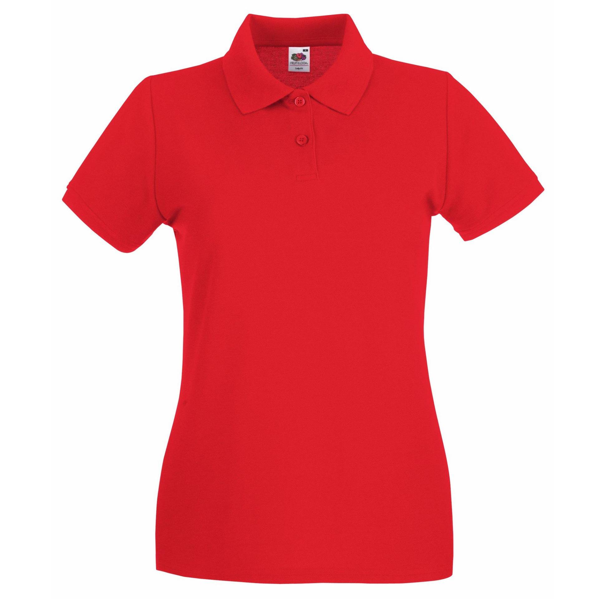 Ladyfit Premium Poloshirt Damen Rot Bunt XXL von Fruit of the Loom