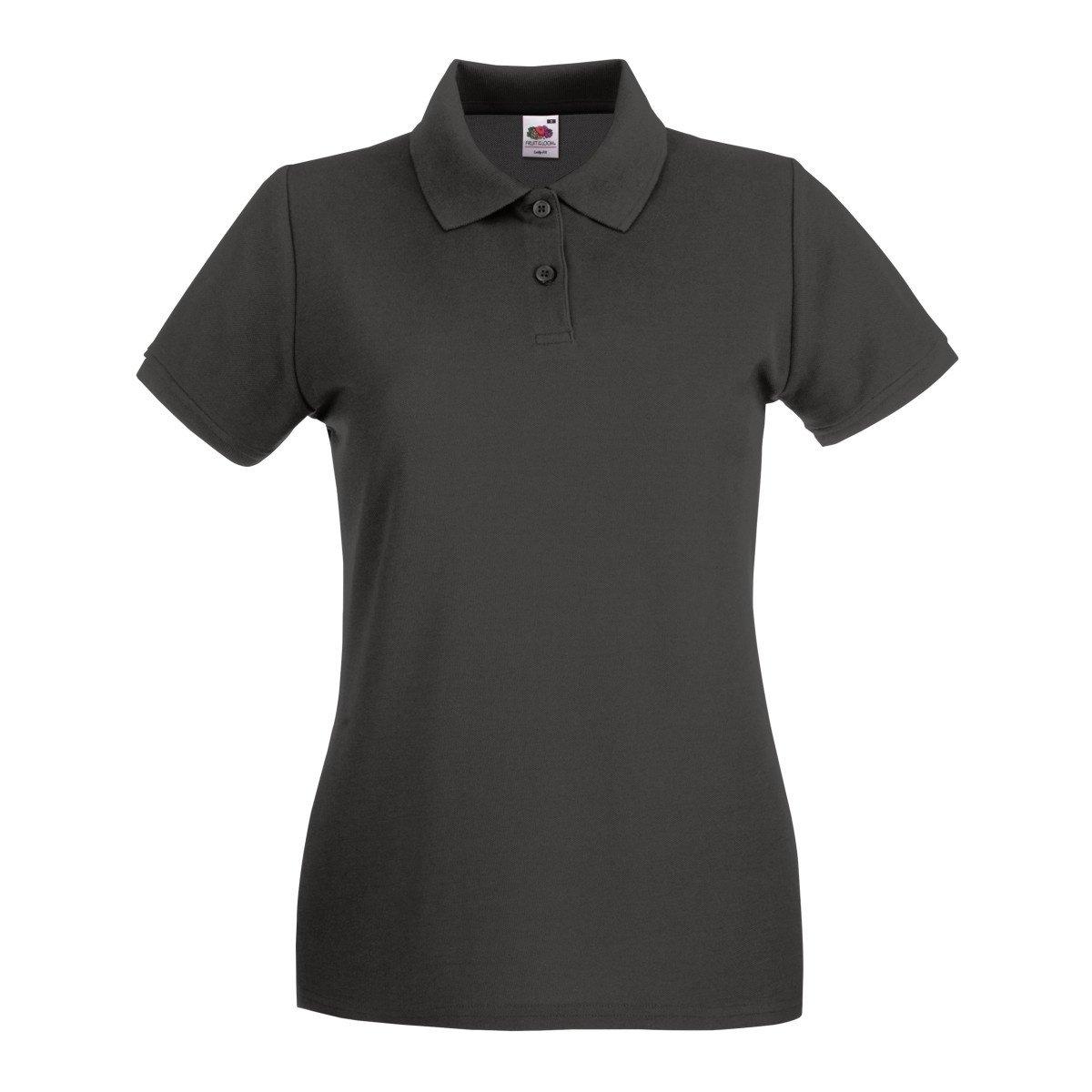 Ladyfit Premium-kurzarm Polo Shirt Damen Charcoal Black M von Fruit of the Loom