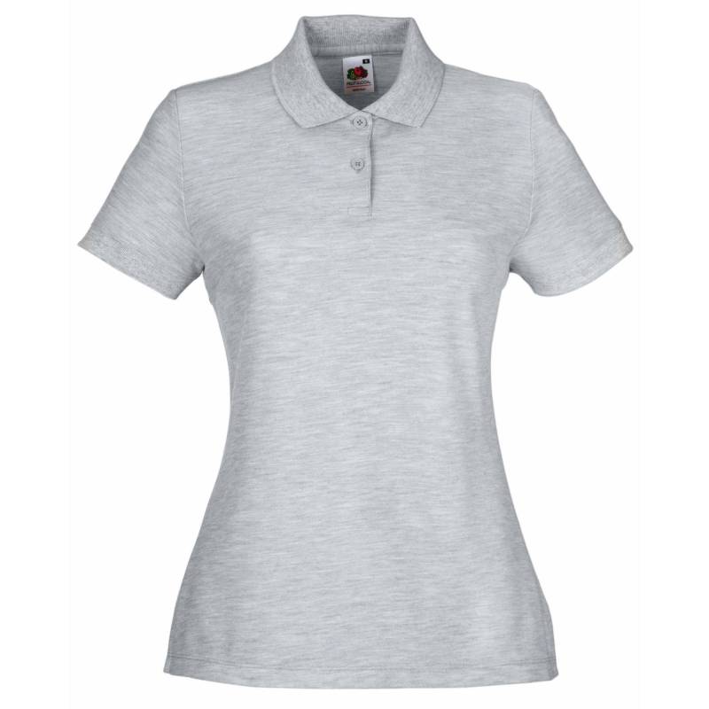 6535 Poloshirt, Kurzarm Damen Grau L von Fruit of the Loom