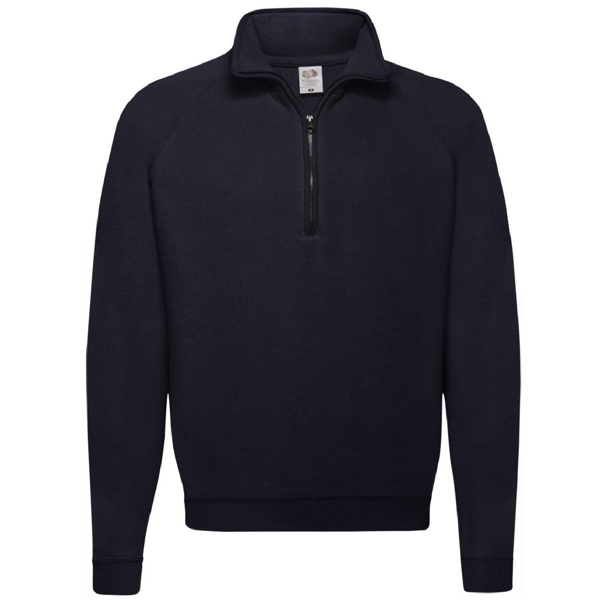 Zip Neck Sweatshirt Top Herren Marine L von Fruit of the Loom