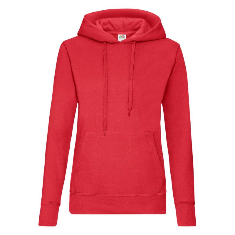 Lady Fit Kapuzenpullover Damen Rot Bunt L von Fruit of the Loom