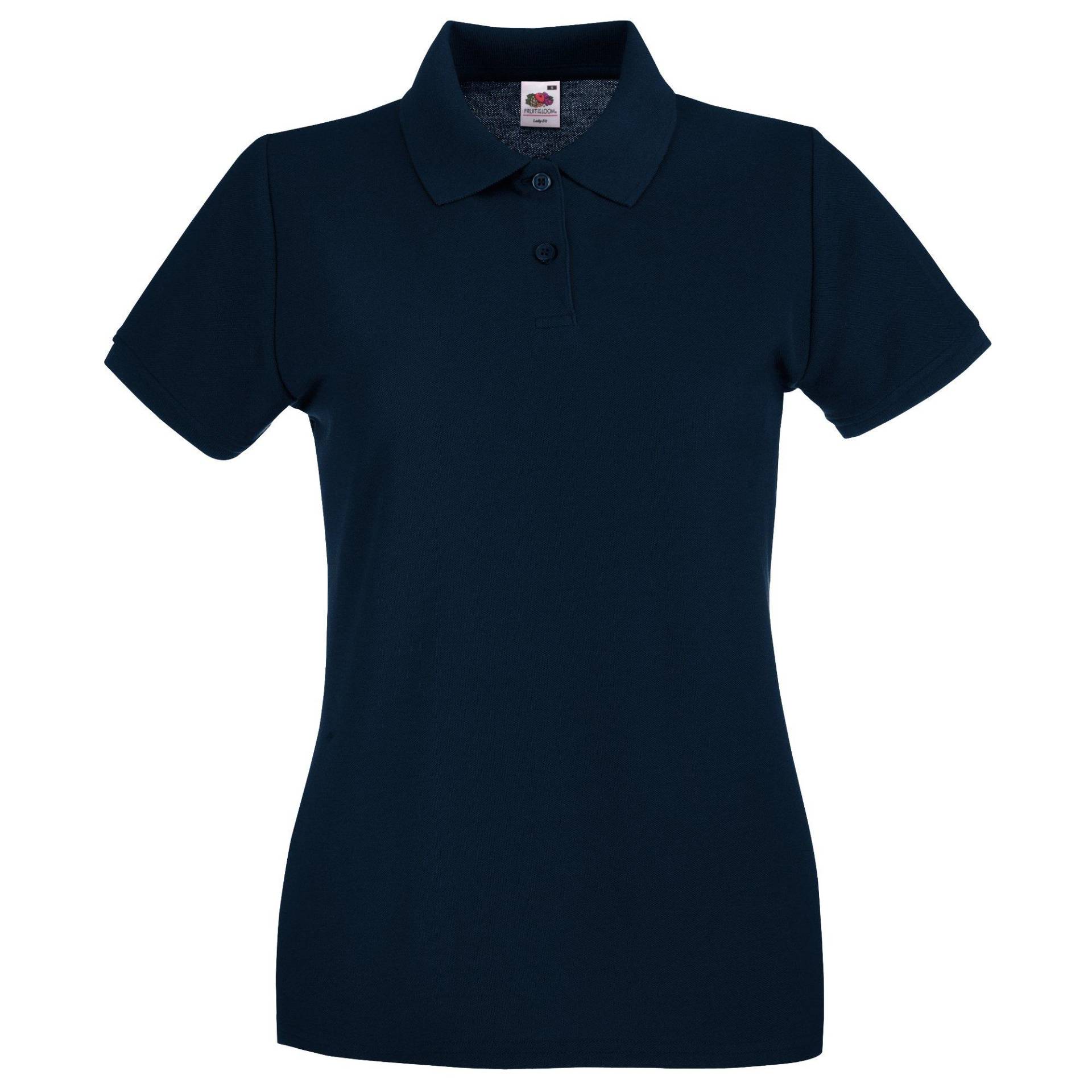 Ladyfit Premium-kurzarm Polo Shirt Damen Marine M von Fruit of the Loom