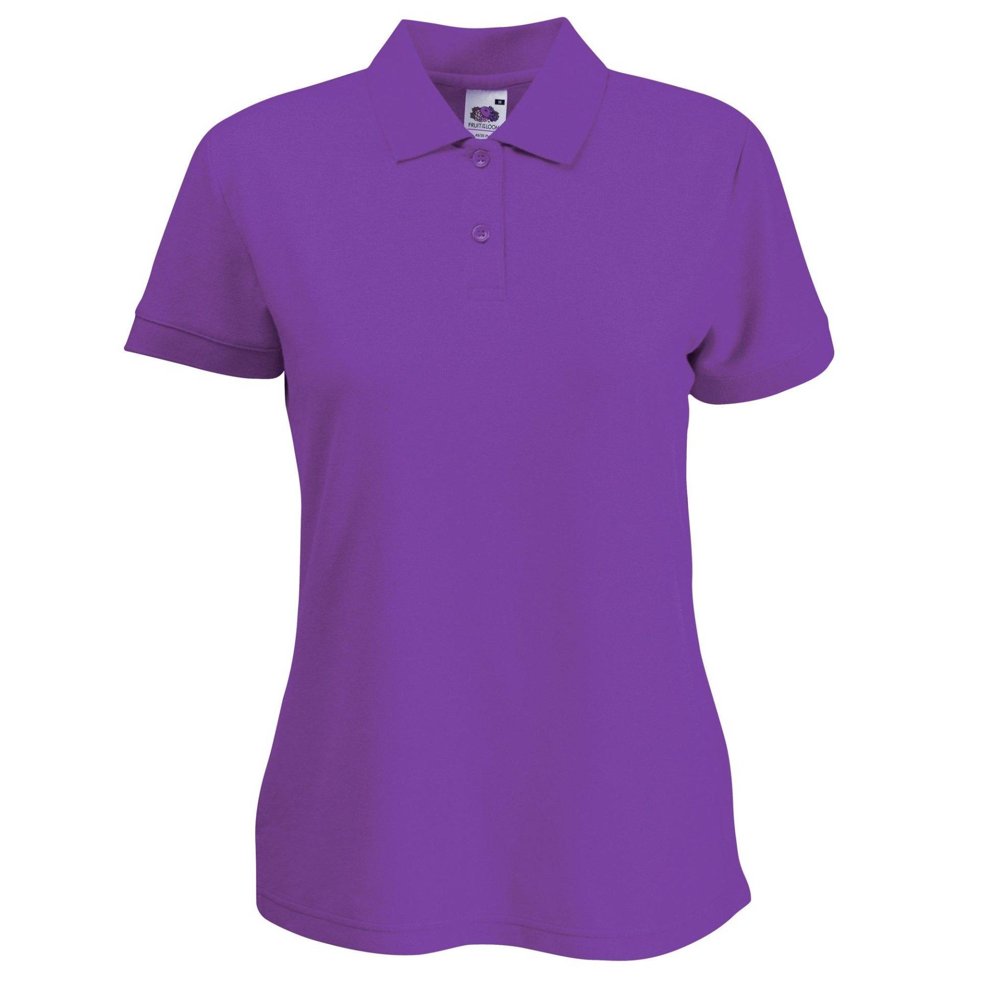 Damen Poloshirt, Kurzarm Damen Lila S von Fruit of the Loom