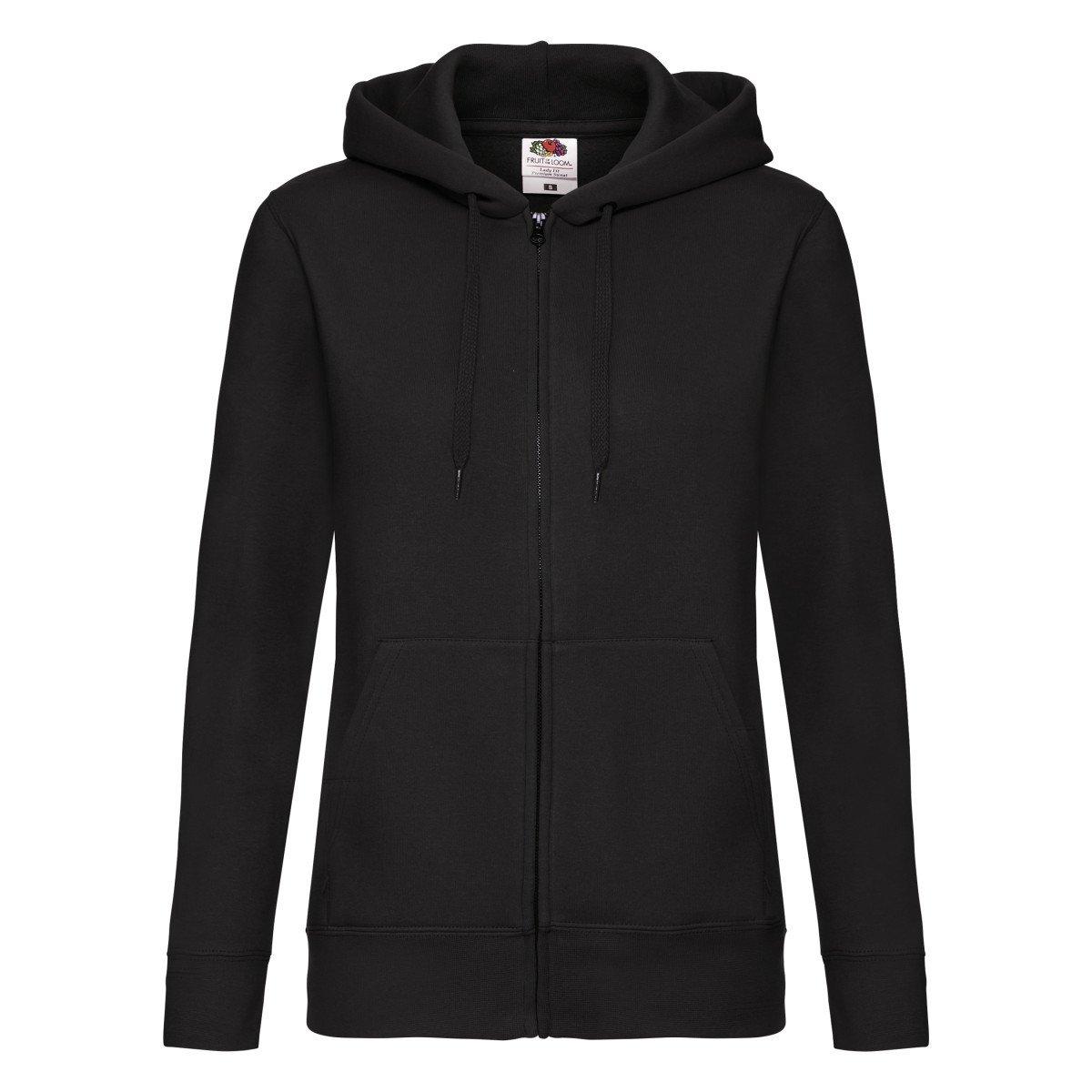 Ladyfit Kapuzenjacke Sweatshirtjacke Mit Kapuze Damen Schwarz S von Fruit of the Loom