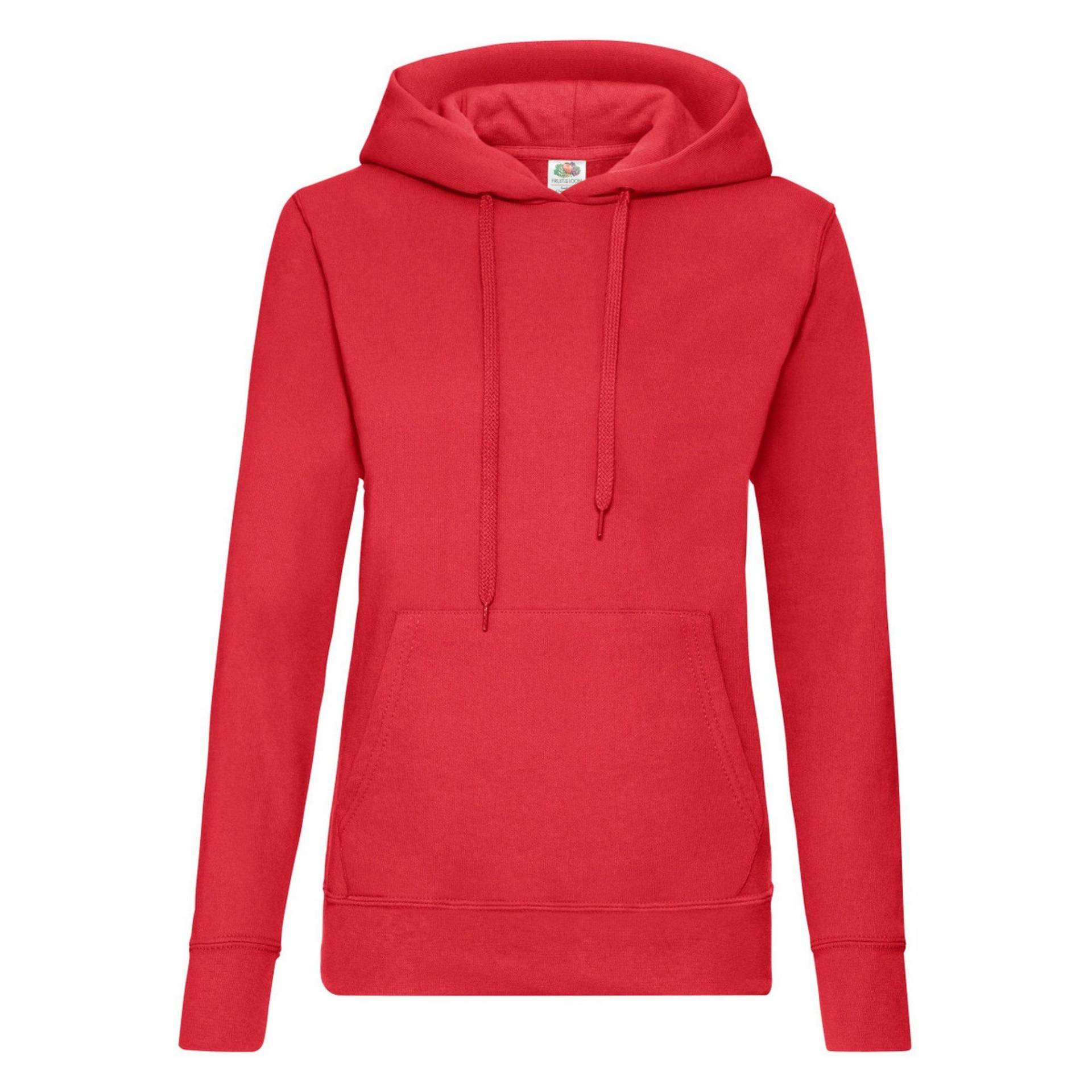 Lady Fit Kapuzenpullover Damen Rot Bunt S von Fruit of the Loom