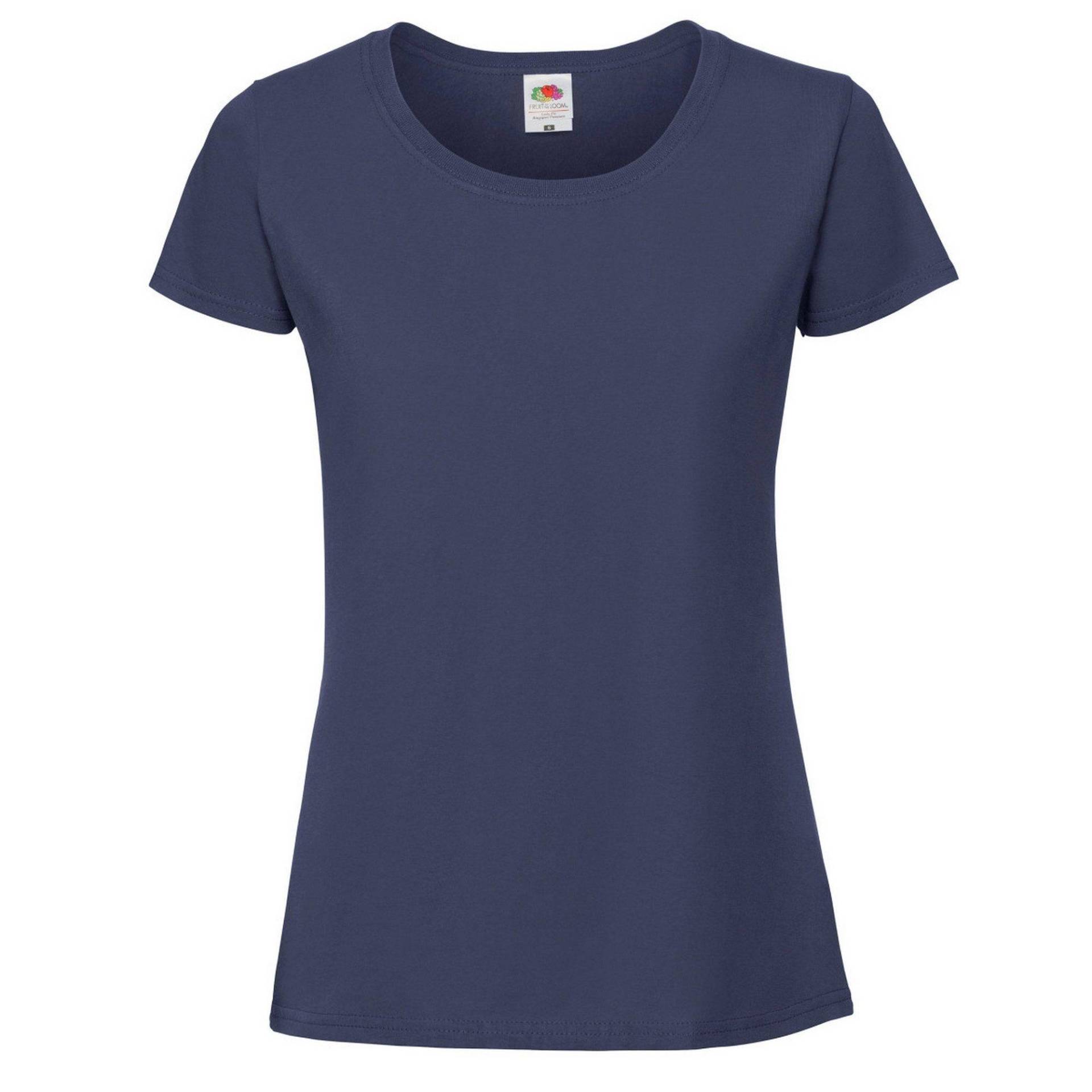 Premium Tshirt Damen Blau S von Fruit of the Loom