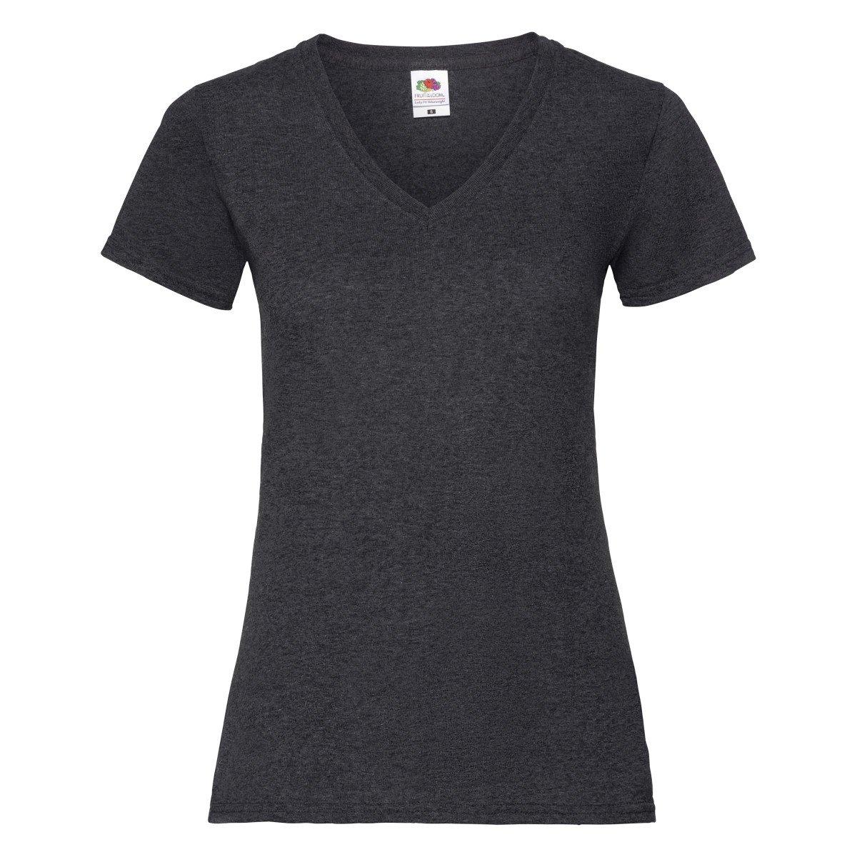 Ladyfit Valueweight Tshirt, Vausschnitt Damen Charcoal Black S von Fruit of the Loom