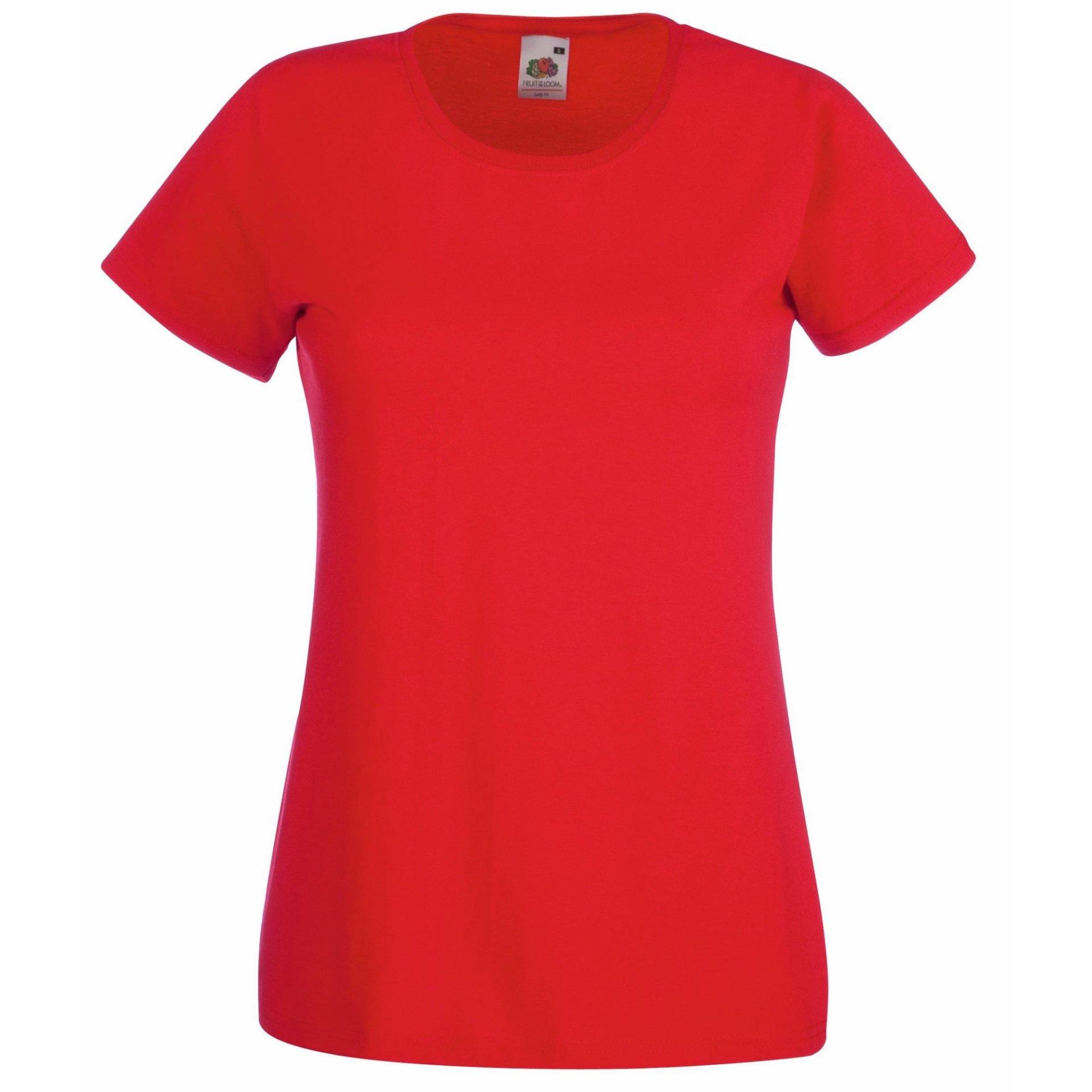 Ladyfit Tshirt Damen Rot Bunt S von Fruit of the Loom