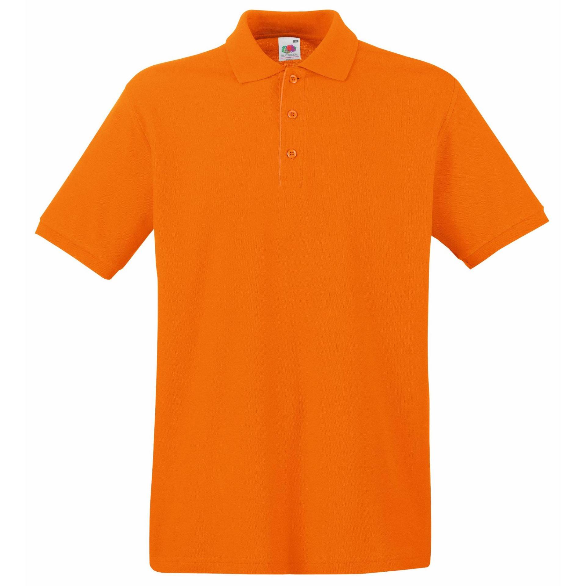 Premium Poloshirt, Kurzarm Herren Orange S von Fruit of the Loom