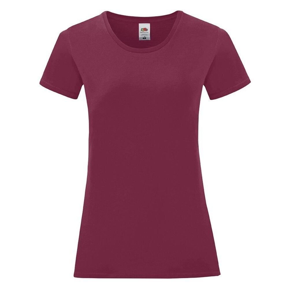 Iconic Tshirt Damen Weinrot XS von Fruit of the Loom