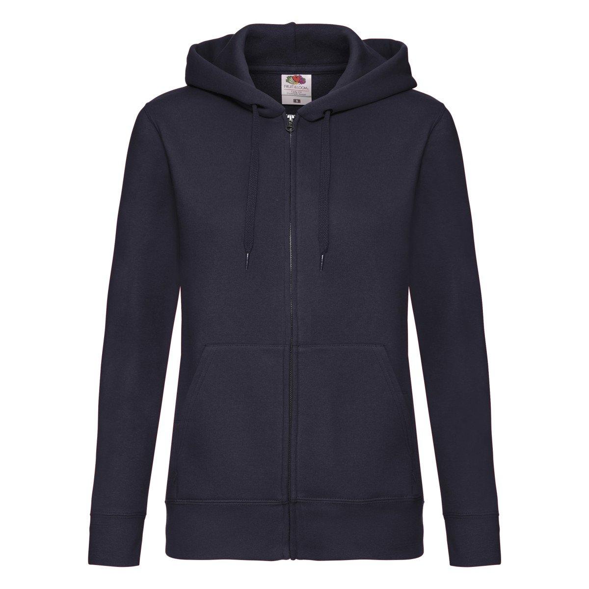 Ladyfit Kapuzenjacke Sweatshirtjacke Mit Kapuze Damen Marine XS von Fruit of the Loom