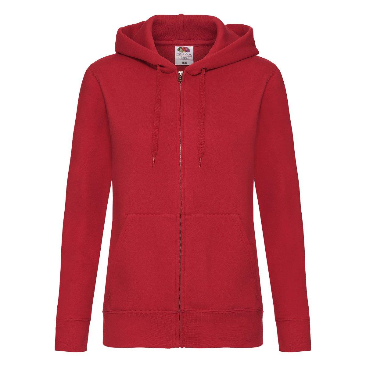 Ladyfit Kapuzenjacke Sweatshirtjacke Mit Kapuze Damen Rot Bunt XS von Fruit of the Loom