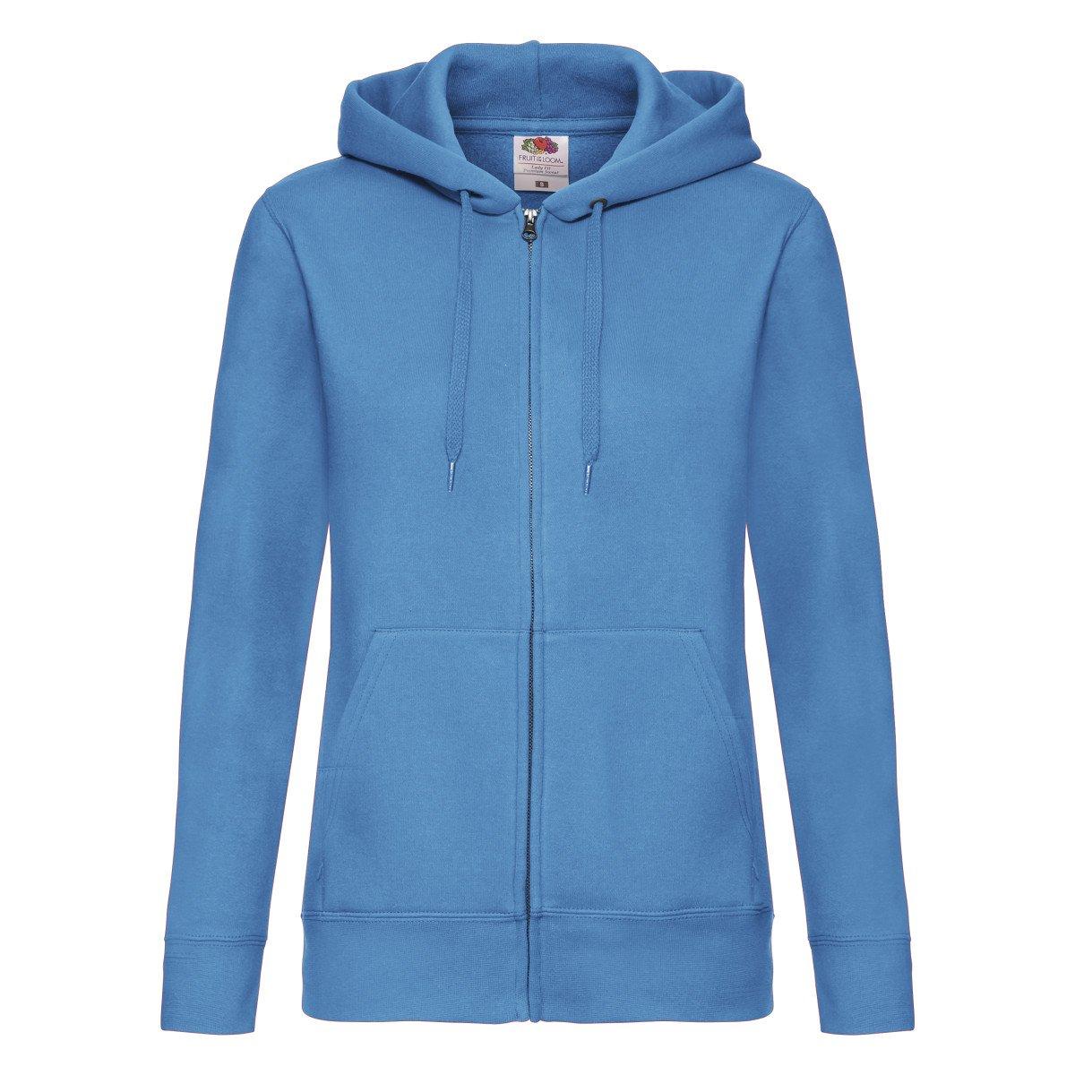 Ladyfit Kapuzenjacke Sweatshirtjacke Mit Kapuze Damen Blau XS von Fruit of the Loom