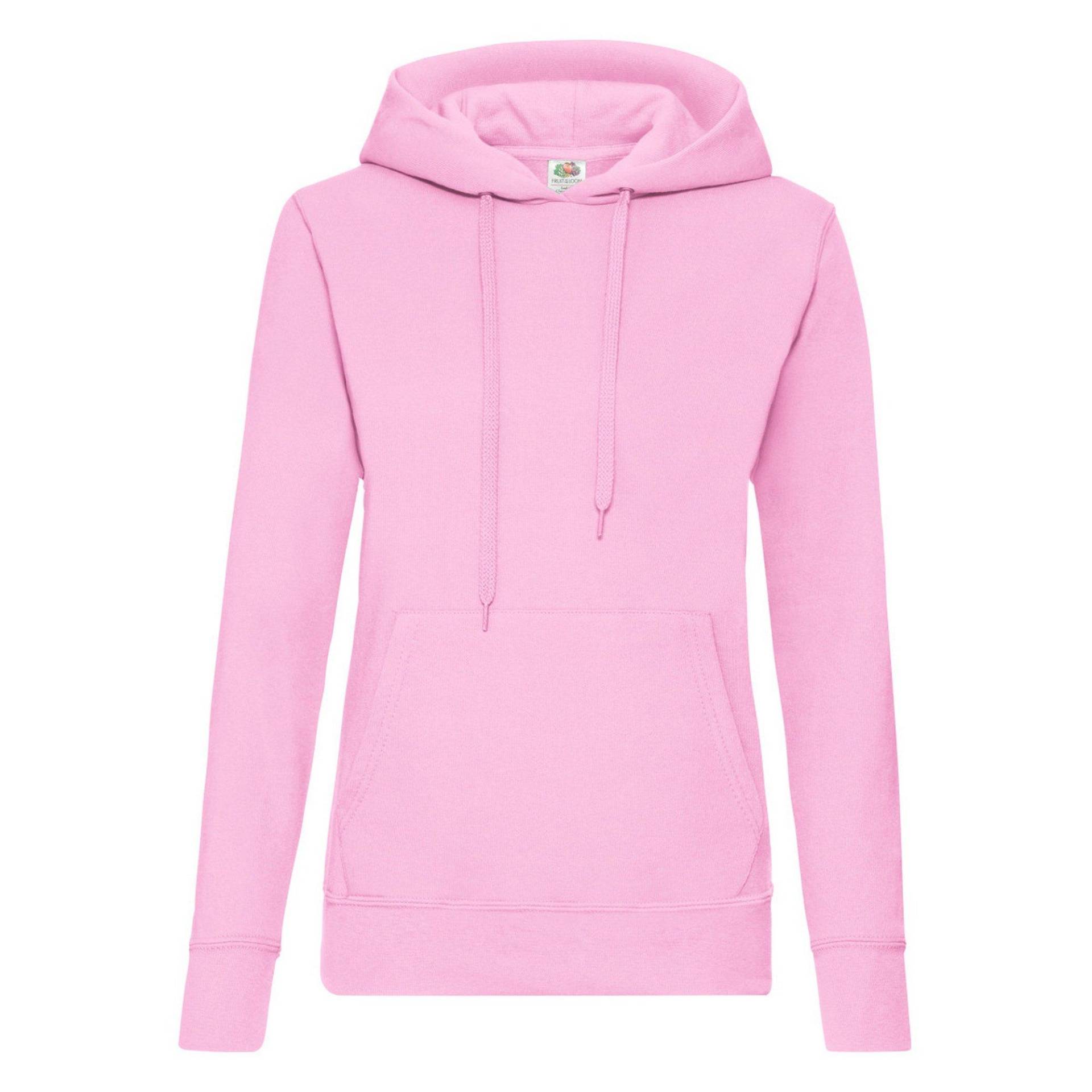 Lady Fit Kapuzenpullover Damen Hellrosa XS von Fruit of the Loom