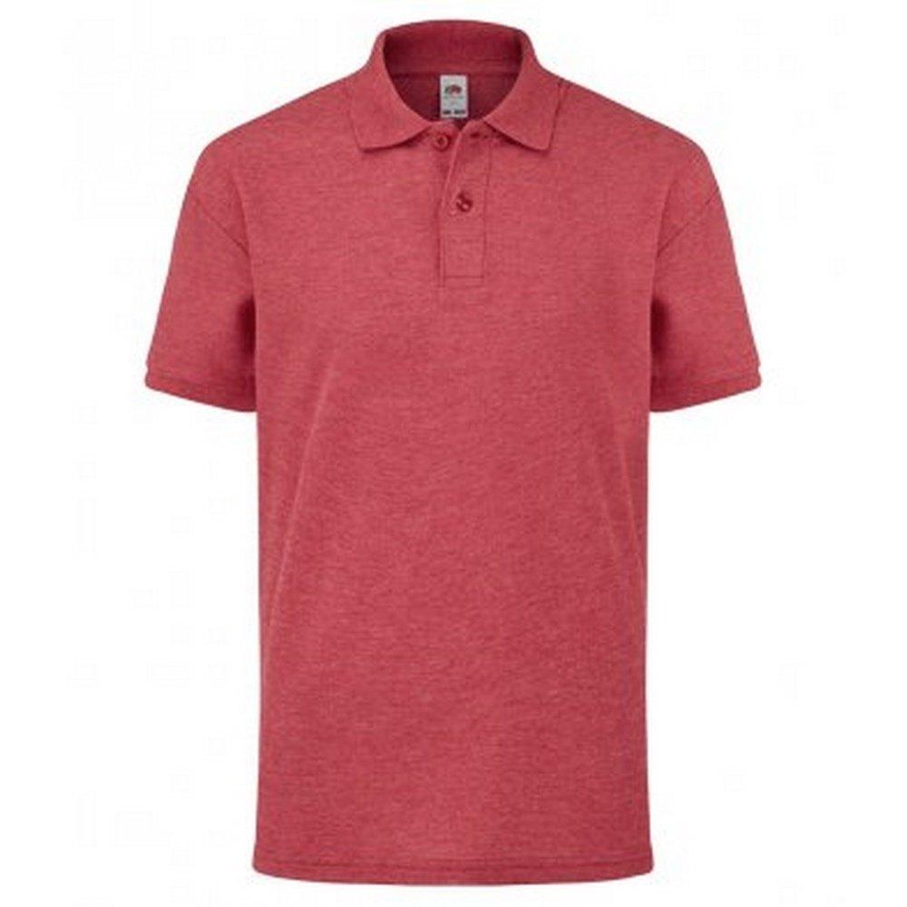 Poly Pique Polo Shirt Mädchen Rot Bunt 9-11A von Fruit of the Loom