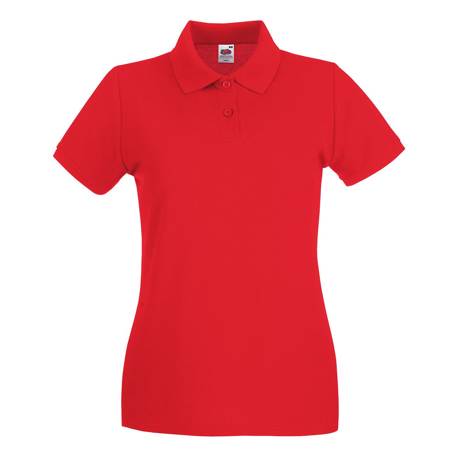 Premium Poloshirt Damen Rot Bunt 42 von Fruit of the Loom