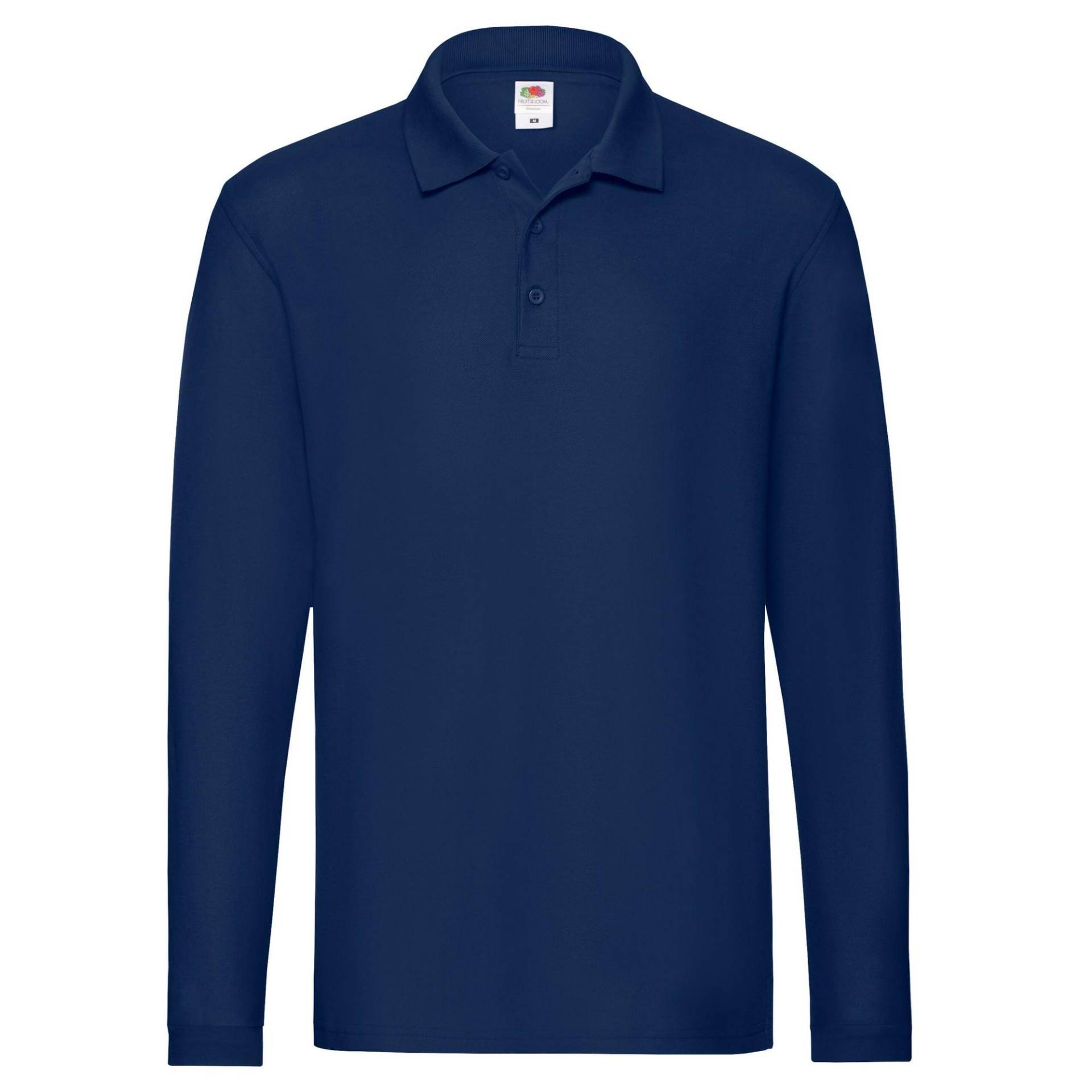 Premium Poloshirt Langärmlig Herren Marine L von Fruit of the Loom