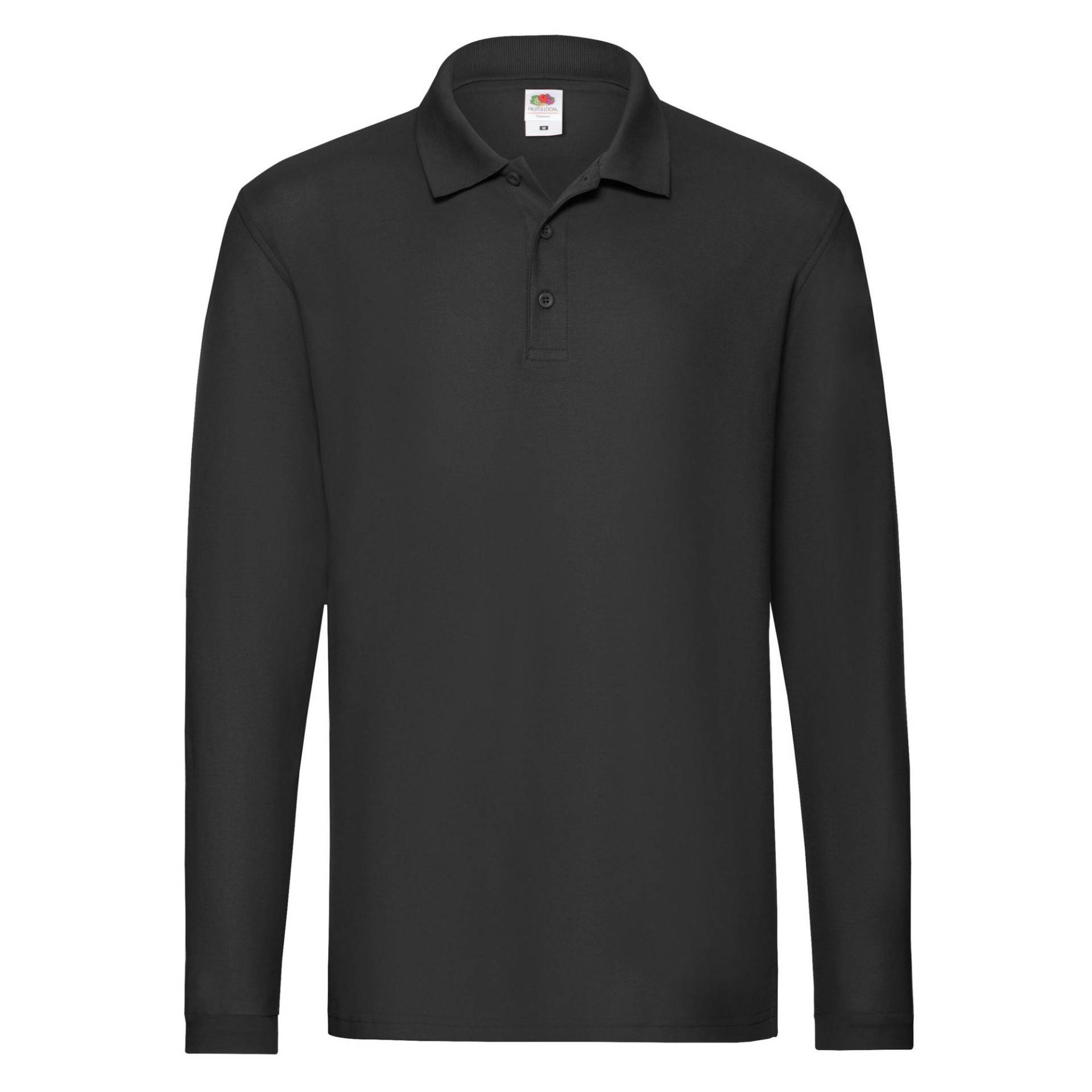 Premium Poloshirt Langärmlig Herren Schwarz 3XL von Fruit of the Loom