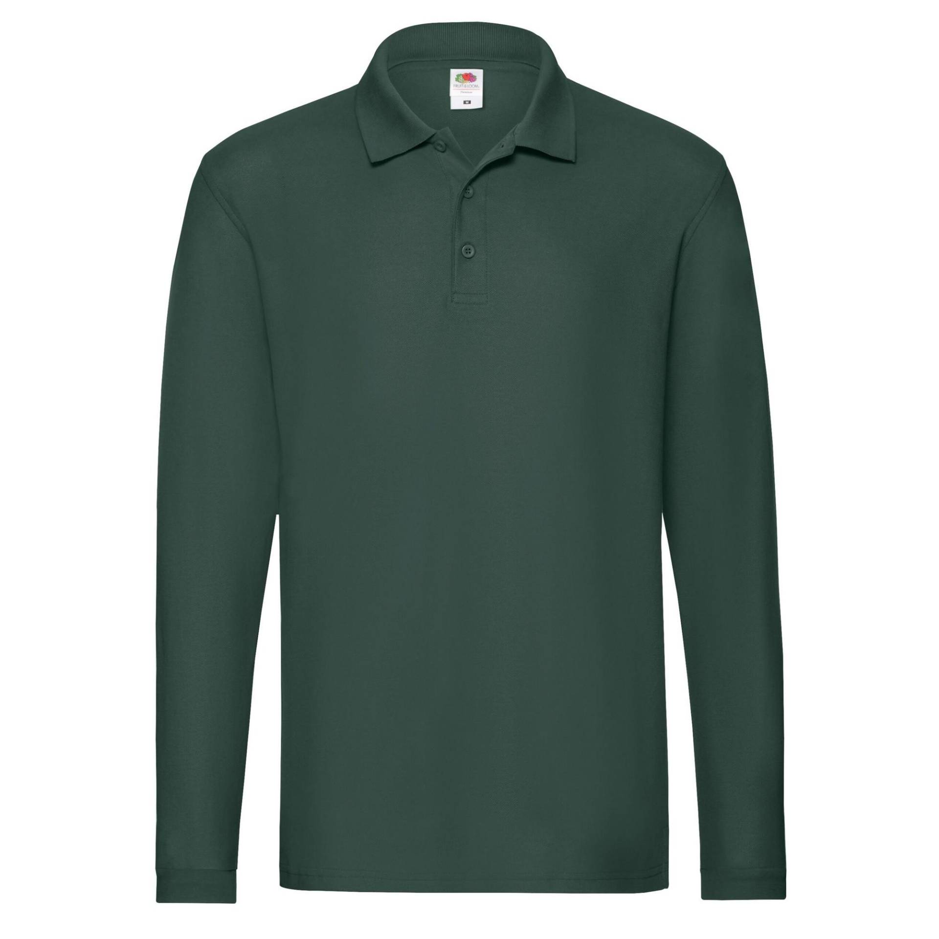 Premium Poloshirt Langärmlig Herren Waldgrün XXL von Fruit of the Loom