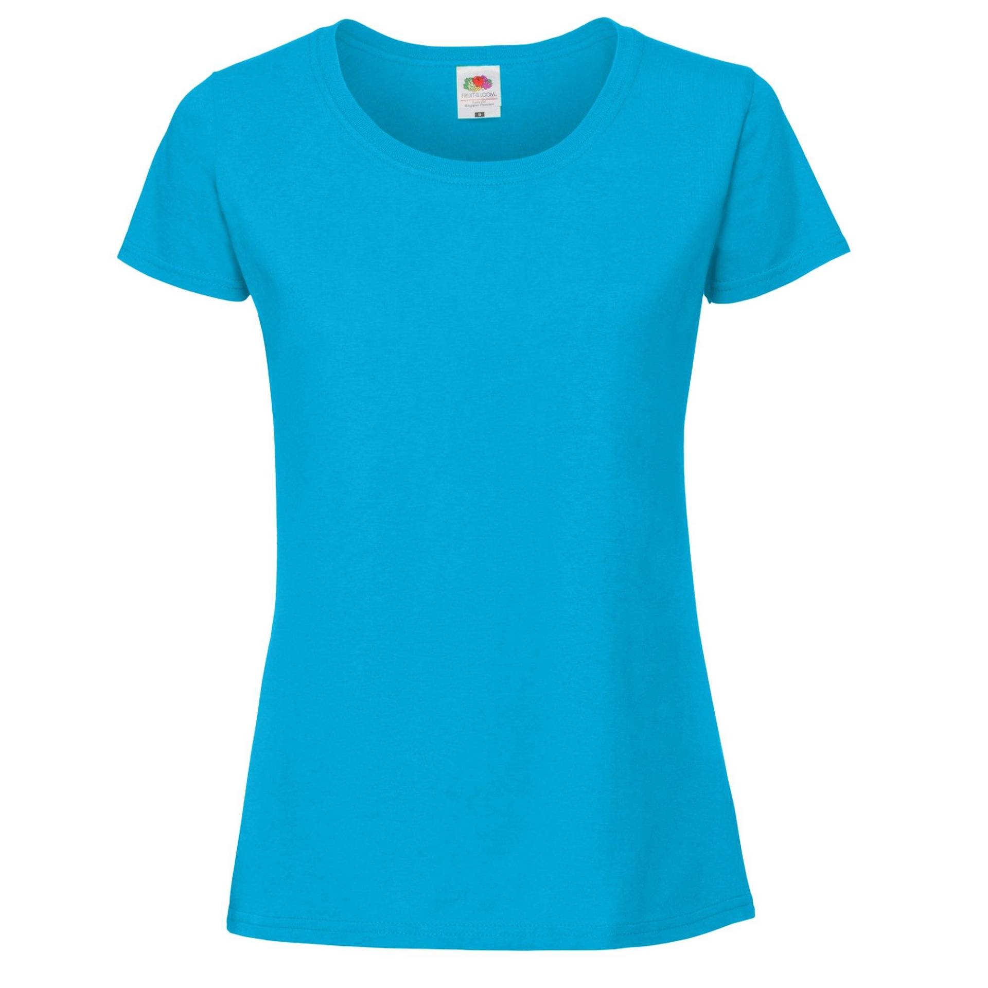 Premium Tshirt Damen Blau L von Fruit of the Loom