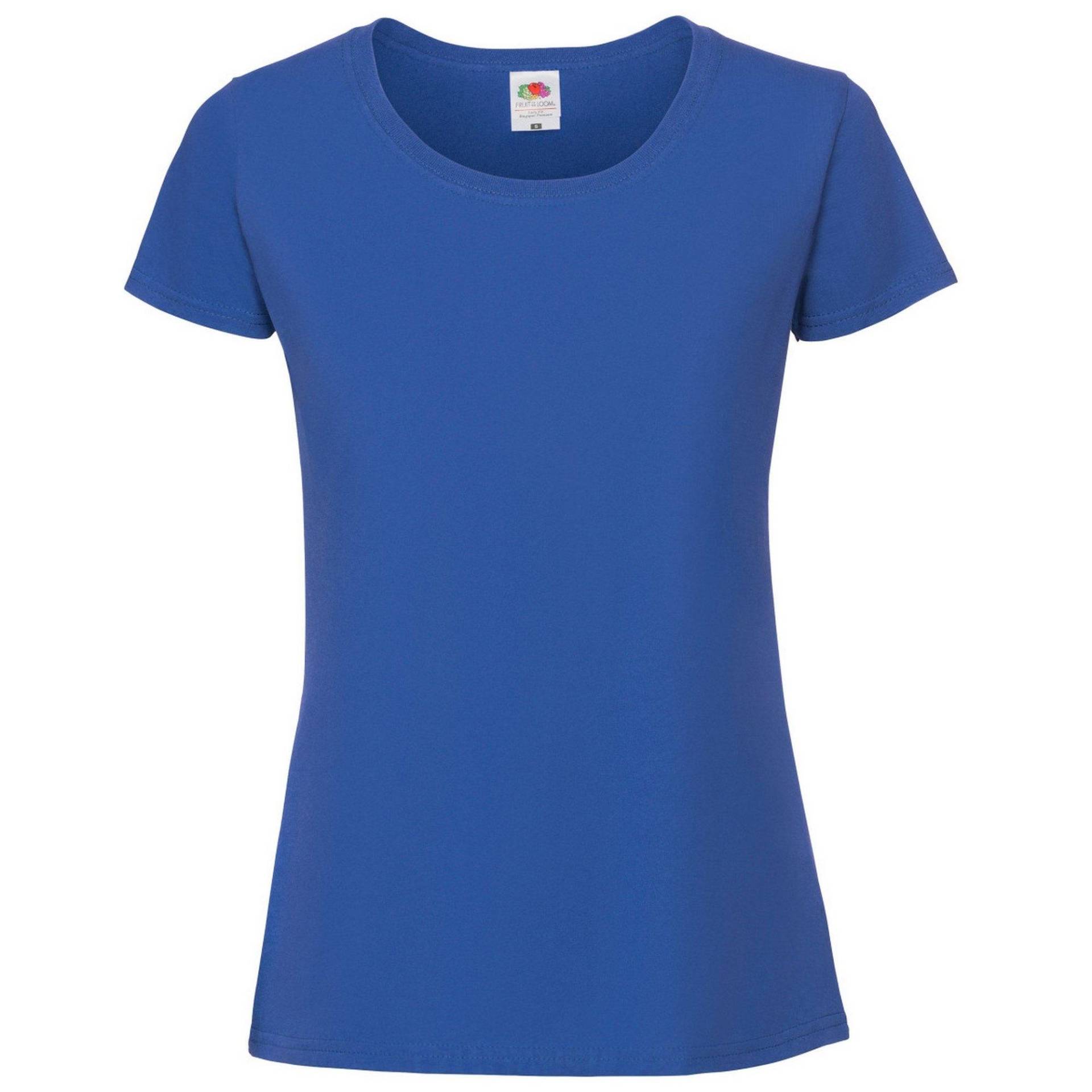 Premium Tshirt Damen Blau L von Fruit of the Loom