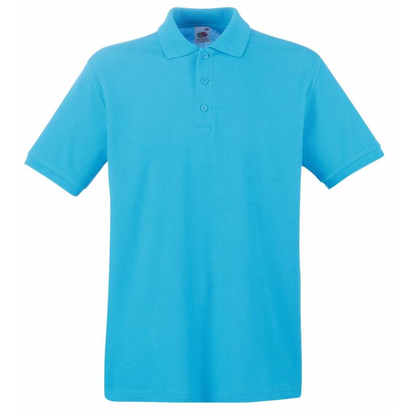 Premium Poloshirt, Kurzarm Herren Blau M von Fruit of the Loom